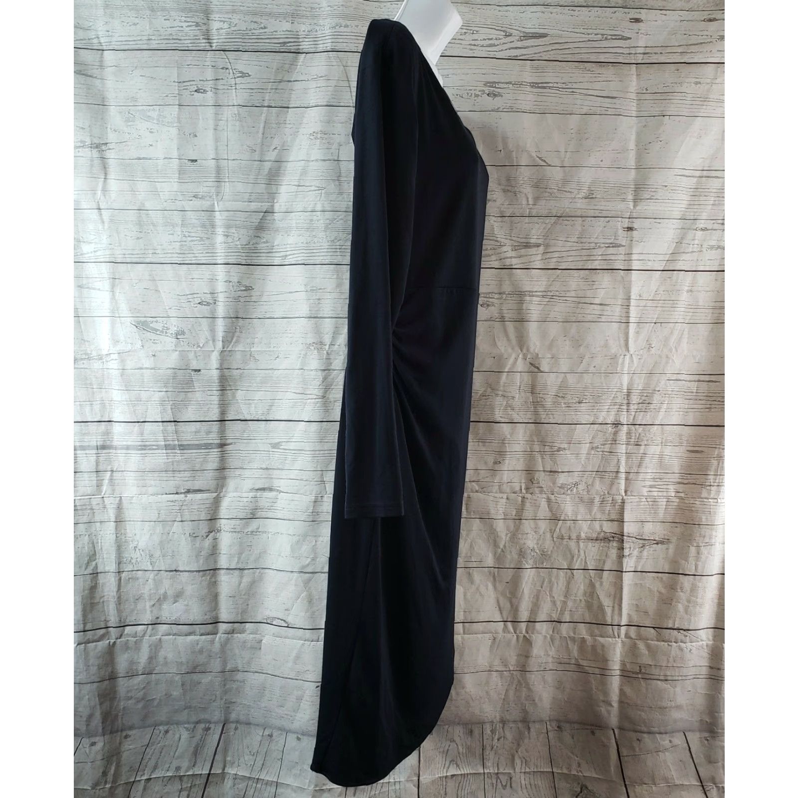 Vintage Pink Martini Dress Womens Black Solid Long Sleeve Knee Length Rayon Blend Size M Medium Size M / US 6-8 / IT 42-44 - 4 Thumbnail