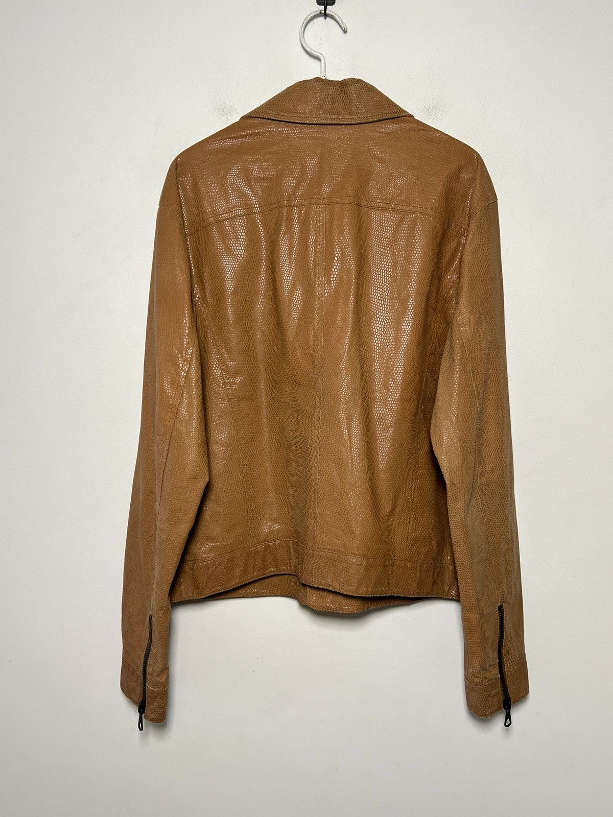 ジャケット・アウター vintage armani jeans lether jacket VTG 90s ARMANI JEANS BROWN FAUX LEATHER JACKET WOOL BLANKET