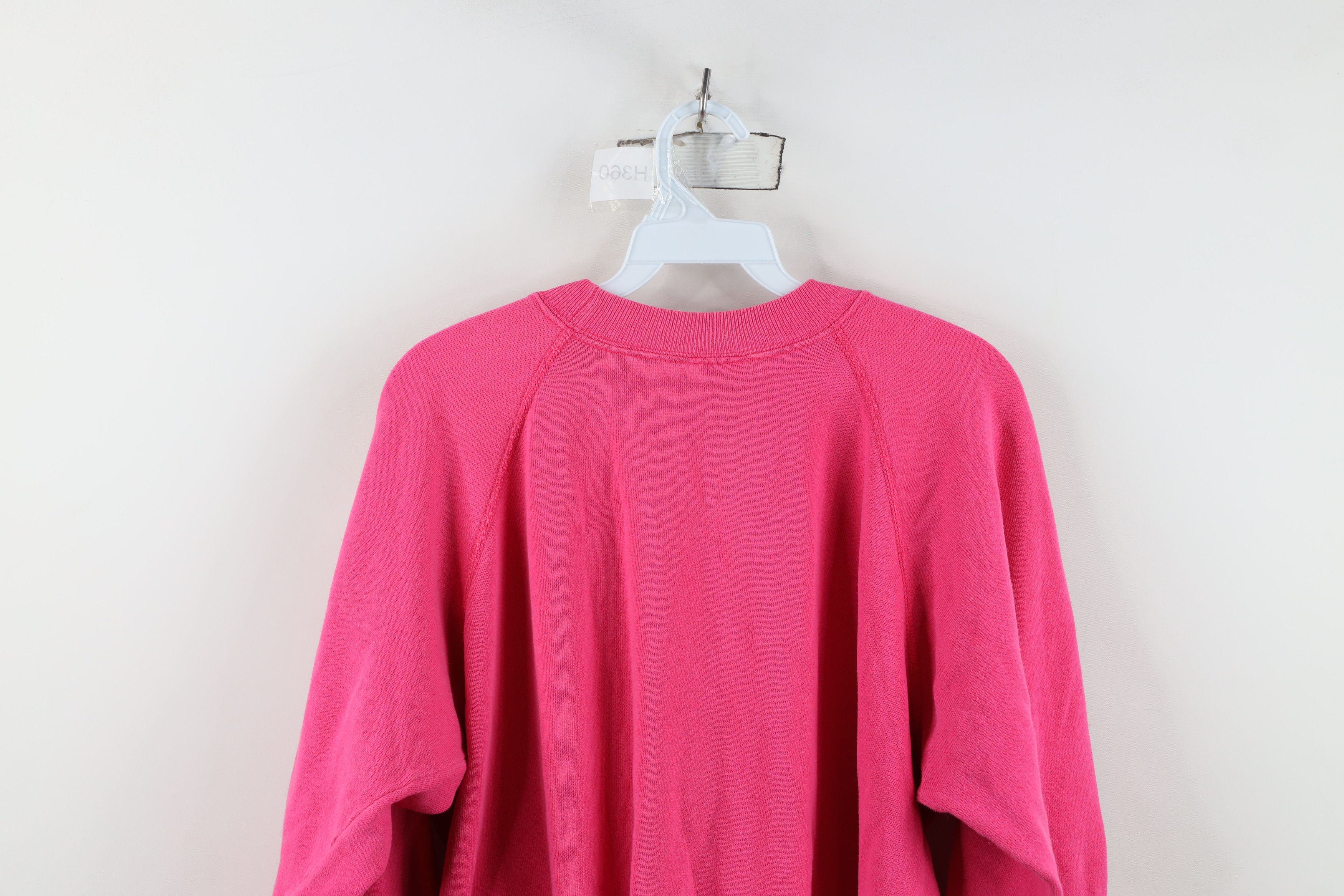 Hanes Vintage 80s Hanes Blank Raglan Crewneck Sweatshirt Pink USA Size XL / US 12-14 / IT 48-50 - 9 Thumbnail