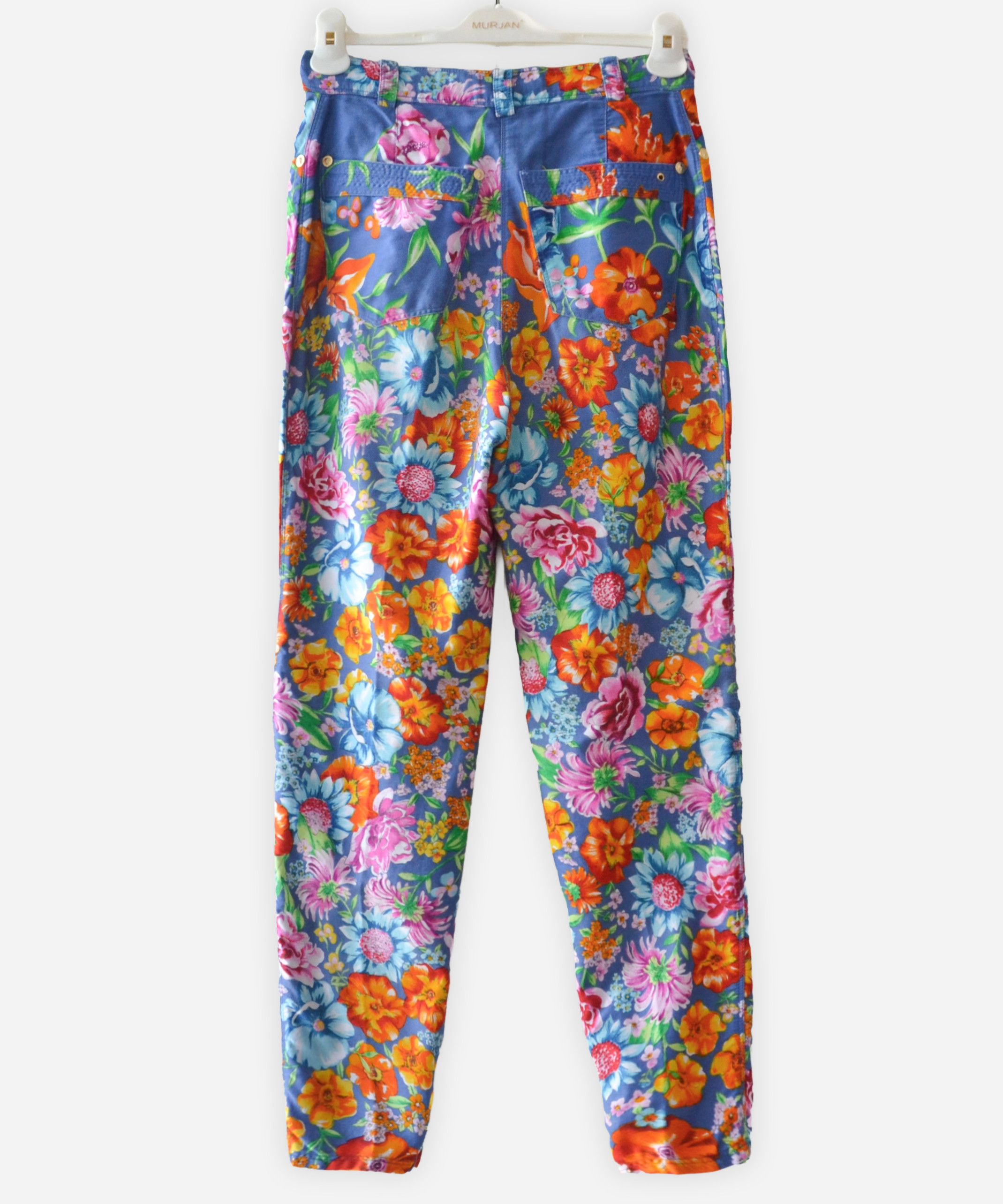 Versus Versace VERSUS Pants Trousers Blue Flower Floral Print 90s Cotton Size 30" / US 8 / IT 44 - 2 Thumbnail