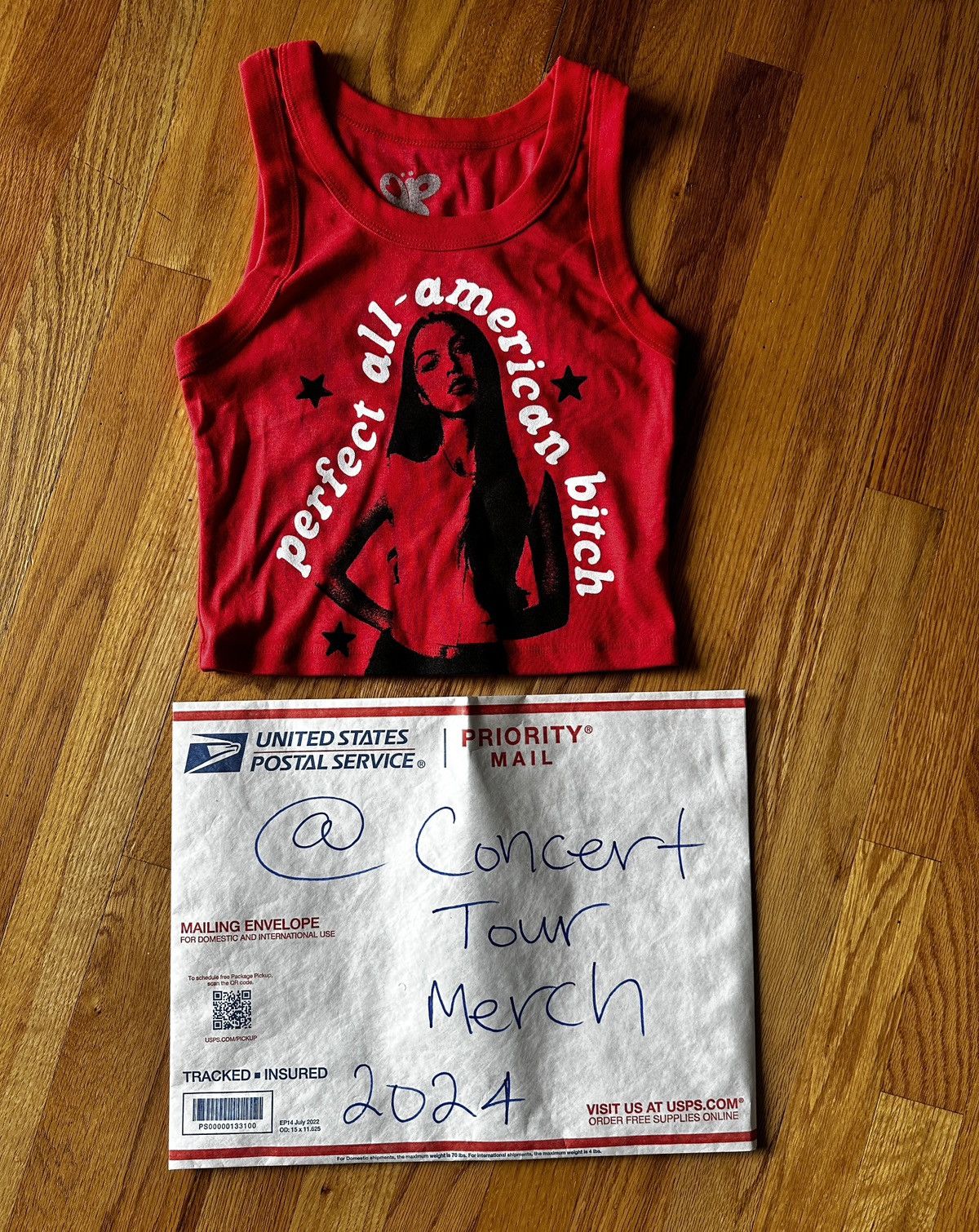 image of Tour Tee Olivia Rodrigo All American Btch Red Tanktop Guts Tour, Men's (Size Medium)