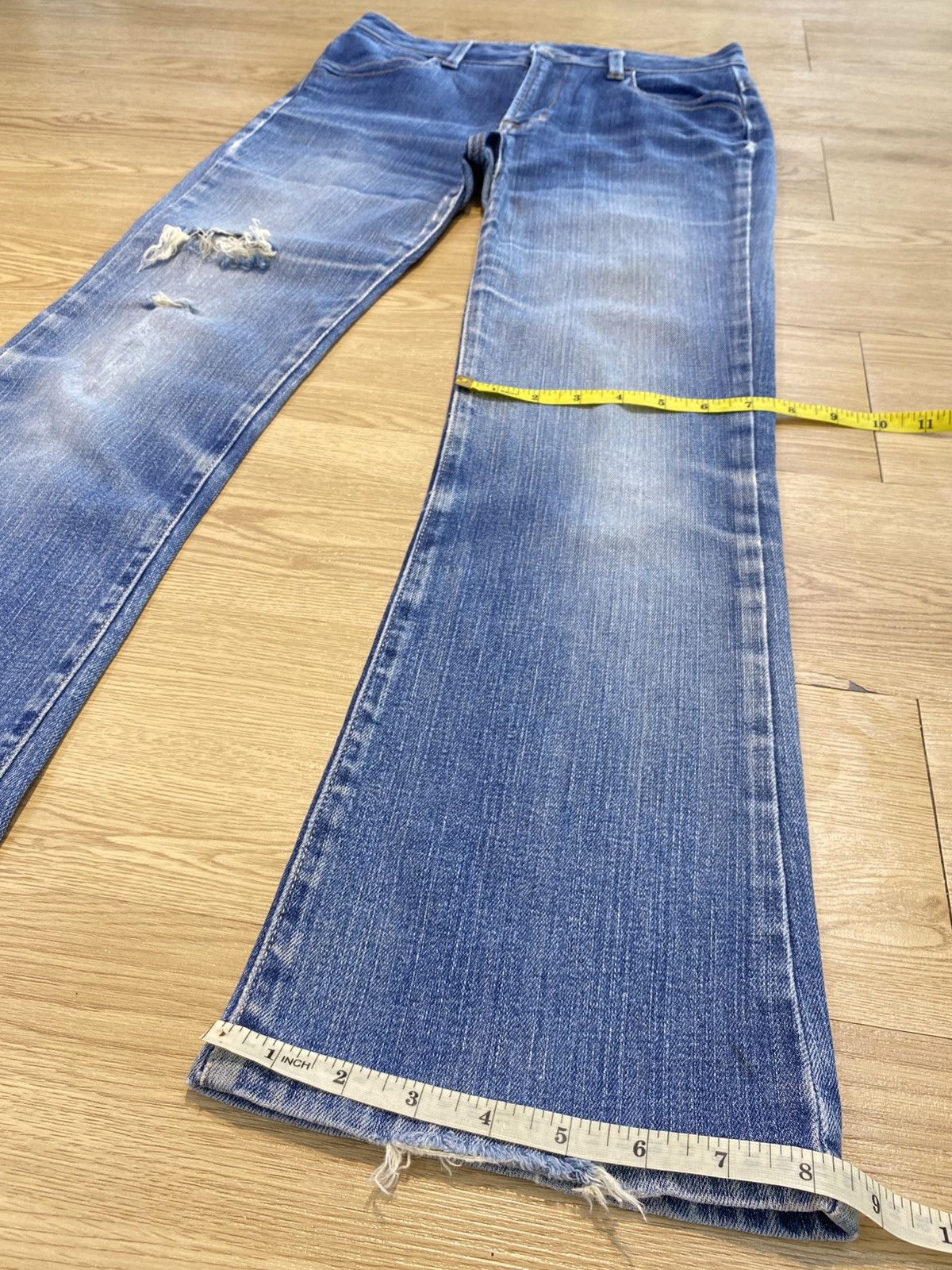If Six Was Nine Japanese Brand Blue Wash Style Flare Distress Jeans Size US 29 - 10 Thumbnail