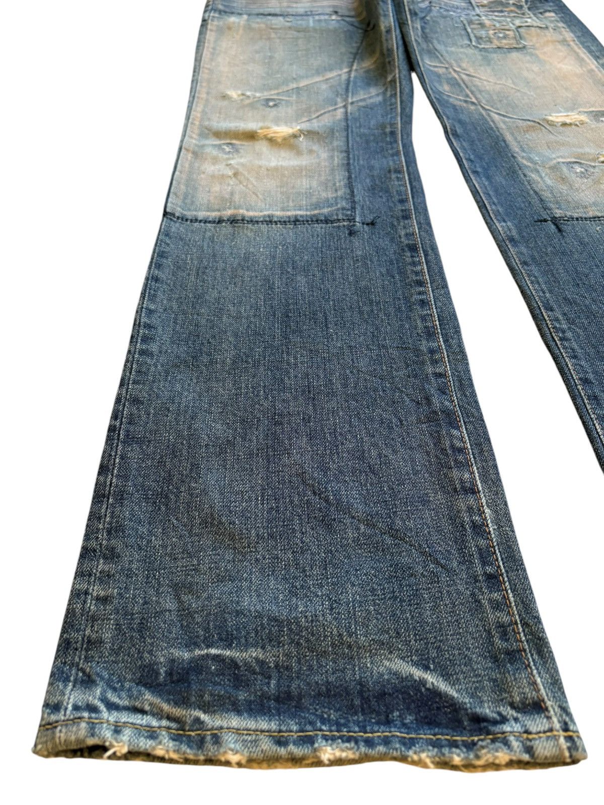 Japanese Brand Vintage Japanese Brand Rusty Mud Wash Patched Loose Jeans Size US 32 / EU 48 - 6 Thumbnail