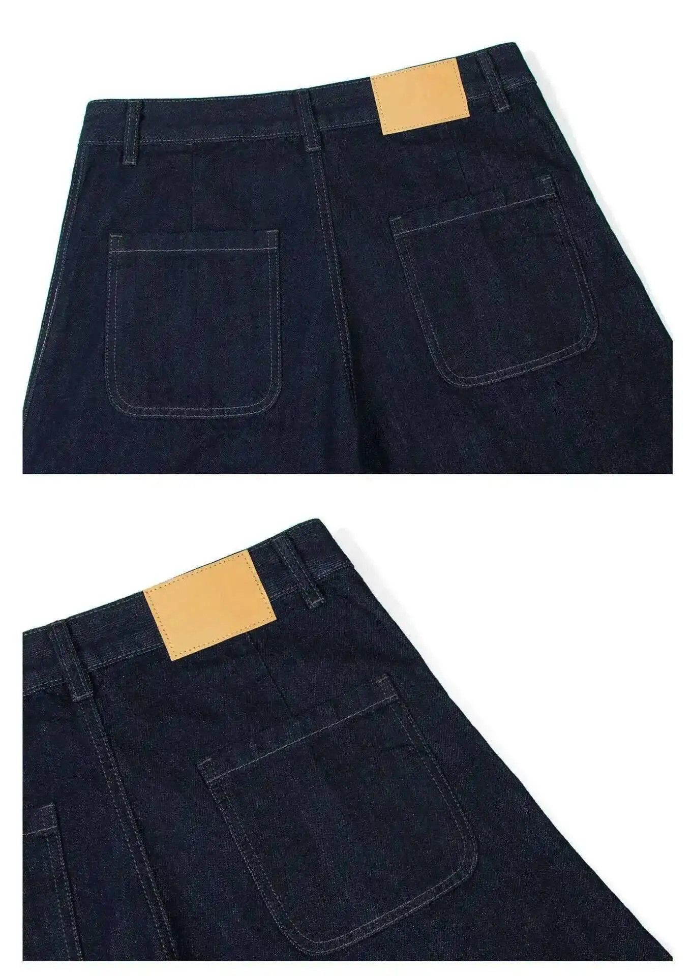 Japanese Brand Extra Wide Leg Dark Blue Navy Denim Jeans Size US 34 / EU 50 - 6 Thumbnail