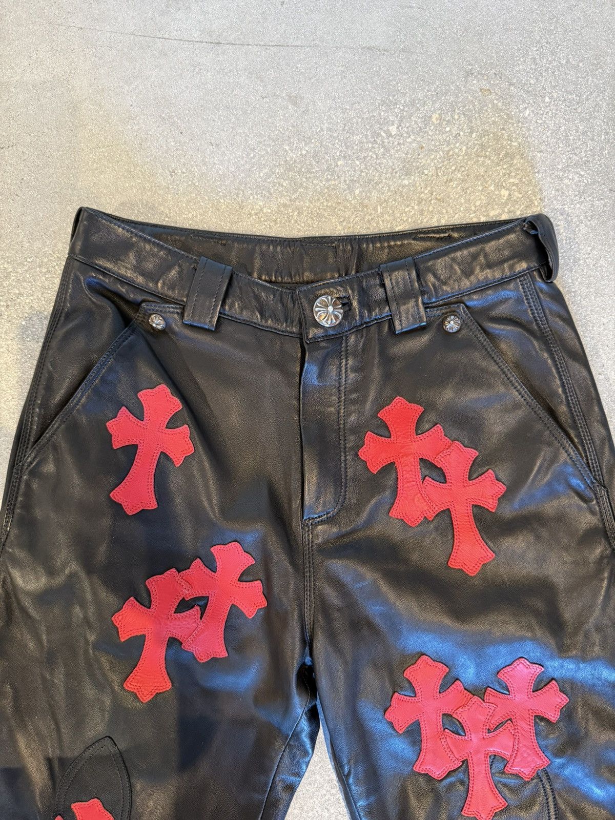Chrome Hearts Chrome Hearts Leather Flooded Pants (1of1) 🔥👹🔥 Size US 26 / EU 42 - 3 Thumbnail