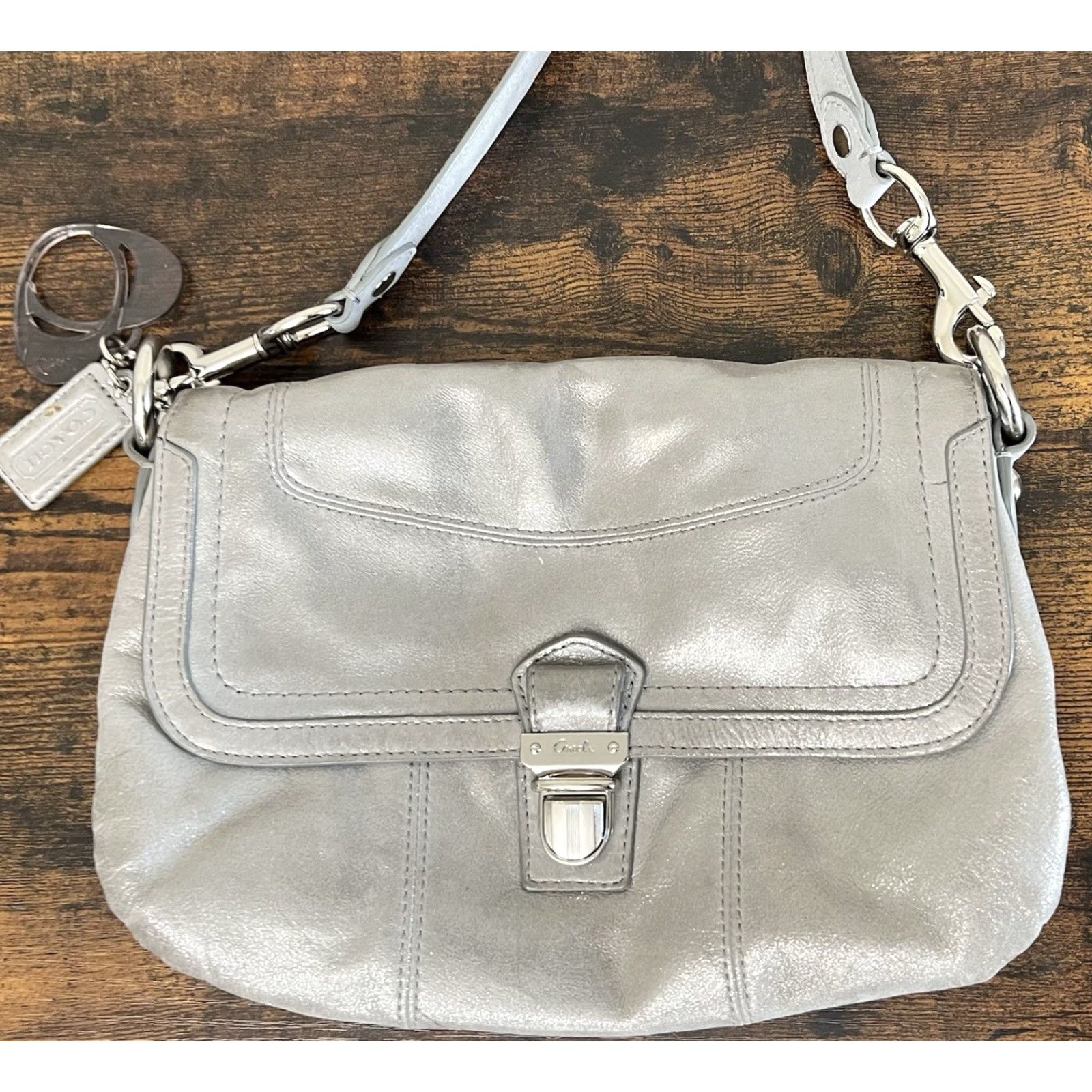 Coach Coach Layla Shoulder Bag Small Silver Leather Women Jazz Graphic D1182-18160 Size ONE SIZE - 2 Thumbnail
