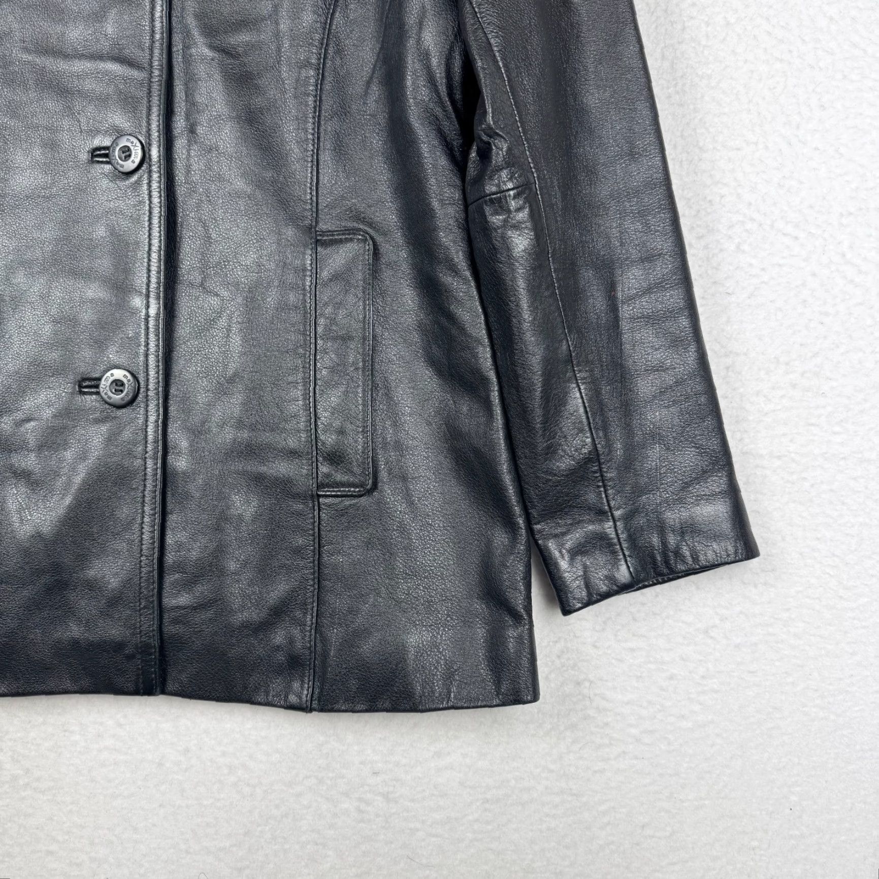 Vintage VINTAGE Maxima Women's Coat Motorcycle Jacket Black Leather 90s Y2K Mid-Length Long Sleeve S Black Women Mens? Size S / US 4 / IT 40 - 3 Thumbnail