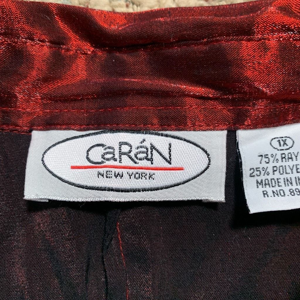 Vintage Vintage Caran New York Metallic Burgundy Red Button-Up Colla Size XL / US 12-14 / IT 48-50 - 7 Thumbnail