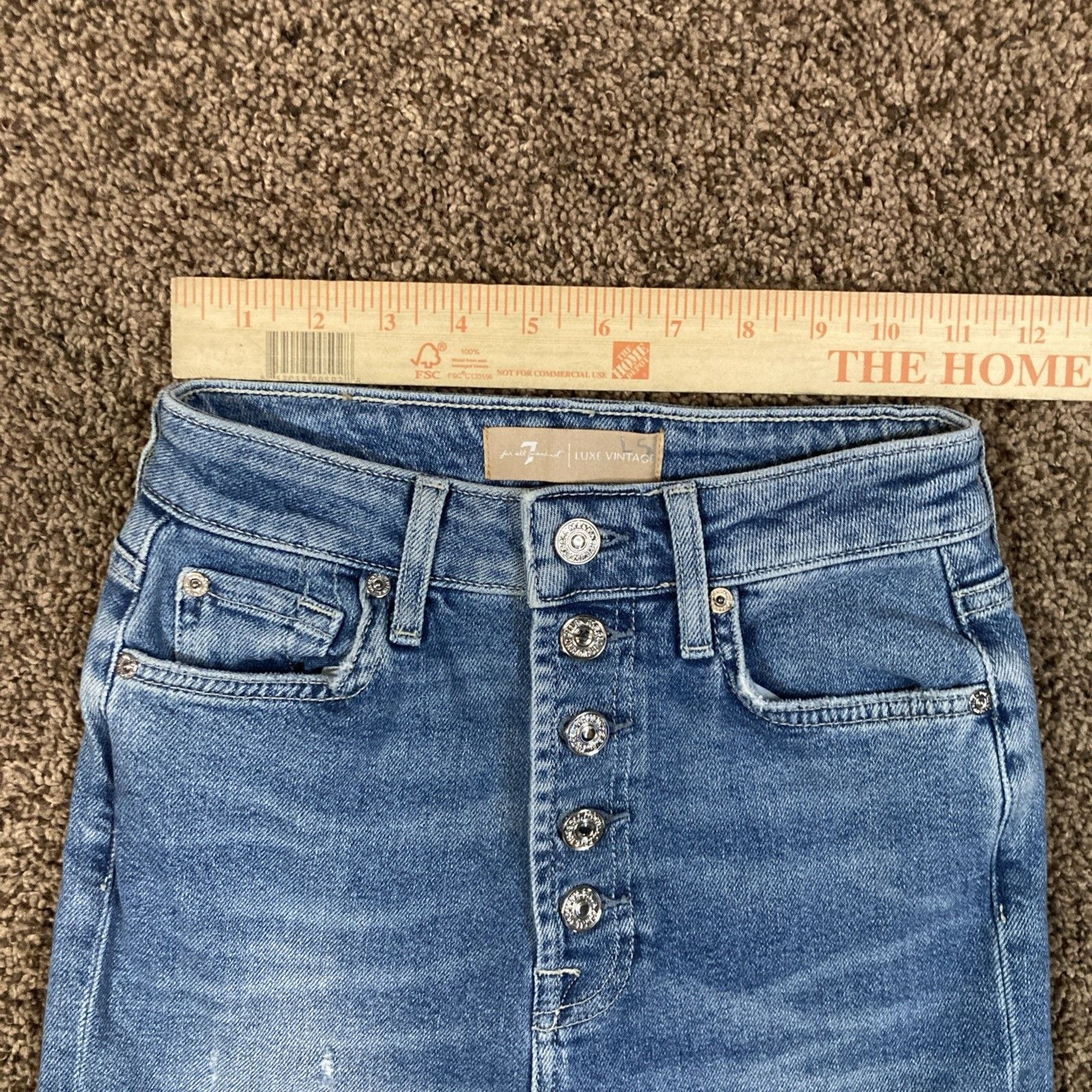 7 For All Mankind 7 For All Mankind Luxe Ultra High Rise Slim Kick Jeans Sz 24 Size 24" / US 00 / IT 34 - 3 Thumbnail