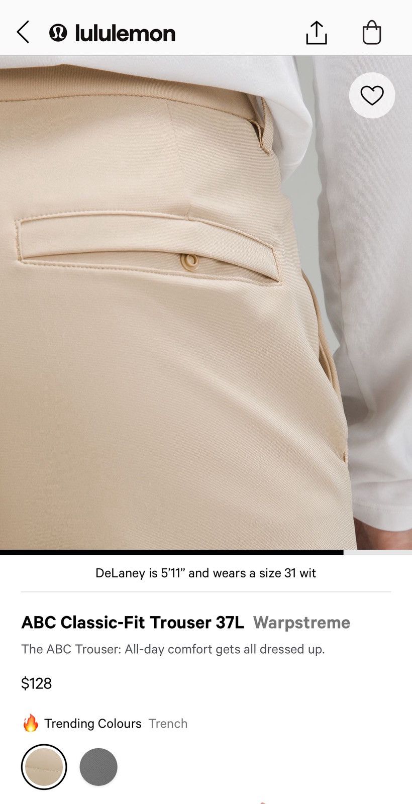 Lululemon Lululemon 32x37 ABC Khaki Pants Size US 33 - 3 Thumbnail