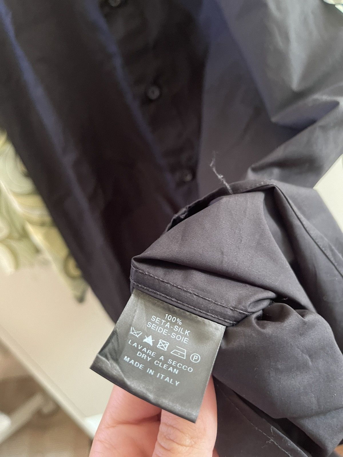 Raf Simons RAF SIMONS S/S21 Boxy Black Shirt with Silk Sleeves and Pin Size US M / EU 48-50 / 2 - 7 Thumbnail