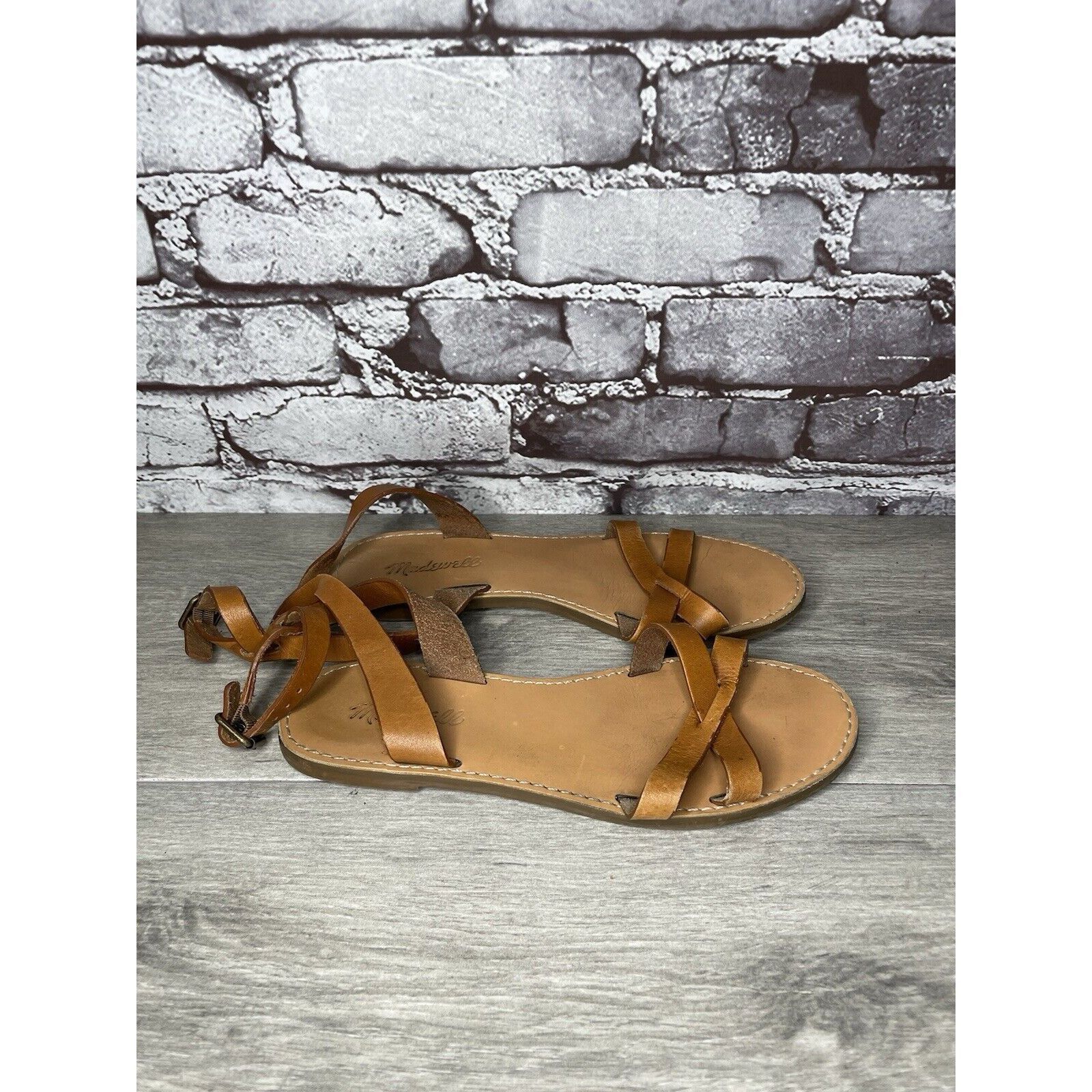 Madewell Madewell Brown Leather Casual Ankle Strap Flat Sandals Women Size US 7.5 / IT 37.5 - 23 Thumbnail