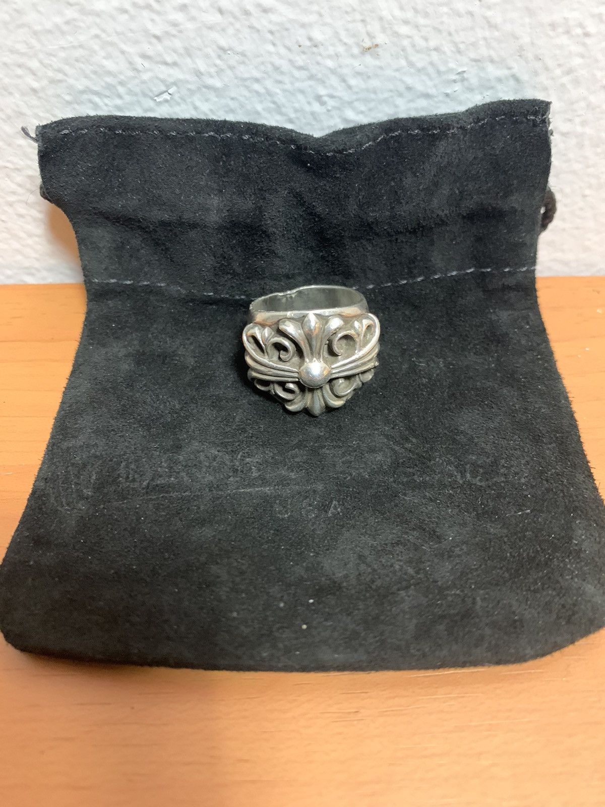 Vintage Sterling Silver Chrome Hearts Ring