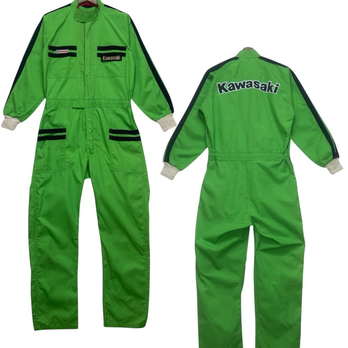 Vintage Japanese Brand Kawasaki Racing Coveralls Overalls