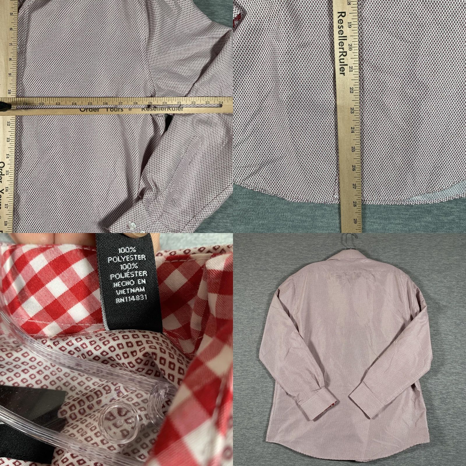 Nicole Miller Nicole Miller New York Shirt Mens Medium Red Geometric Spread Collar Long Sleeve Size US M / EU 48-50 / 2 - 8 Thumbnail