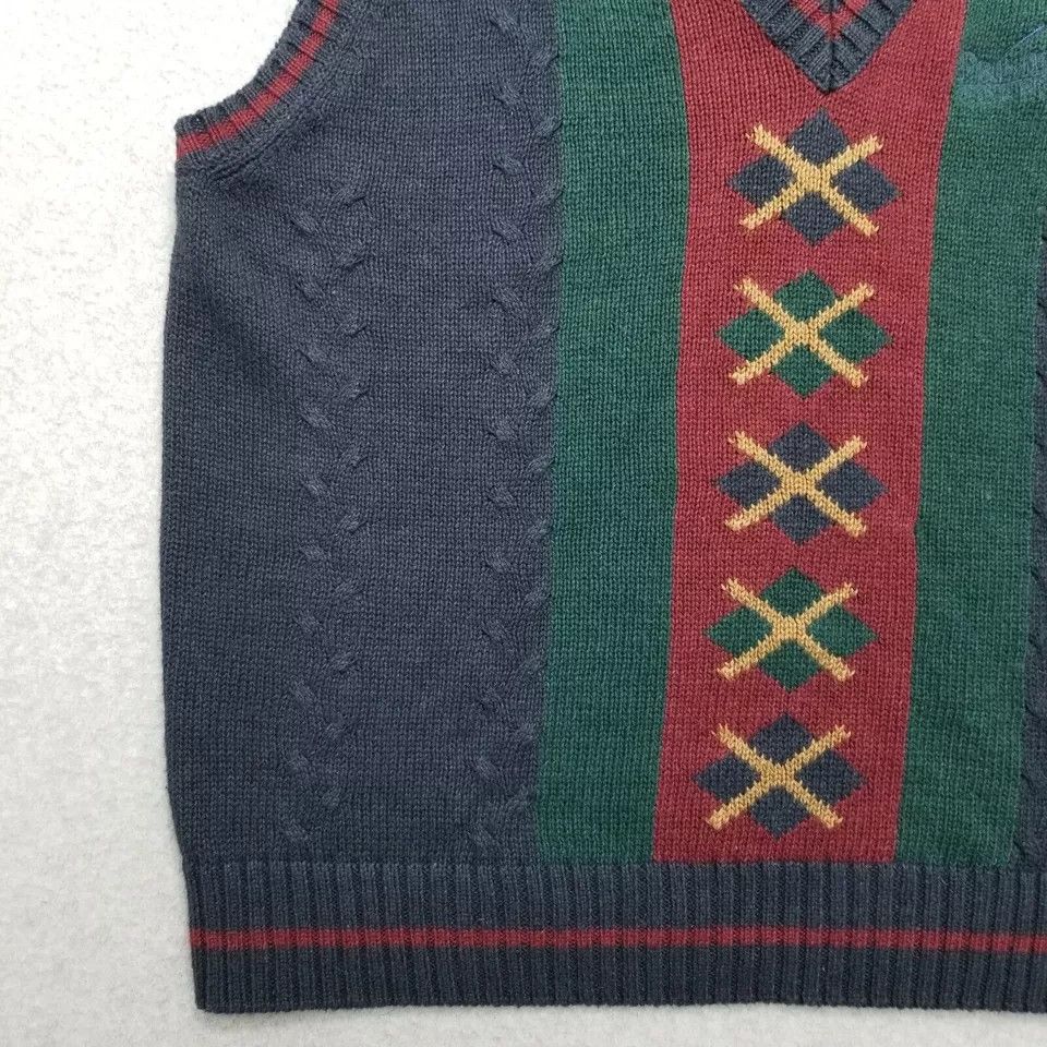 Bugle Boy Bugle Boy Sweater Men XL Blue Red Green Vest Pullover V Neck Size US XL / EU 56 / 4 - 2 Thumbnail