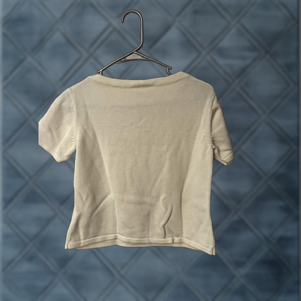 Talbots Talbots Shirt Womens PS Ivory Knit Short Sleeve Crew Neck Rayon Cotton Size S / US 4 / IT 40 - 1 Thumbnail