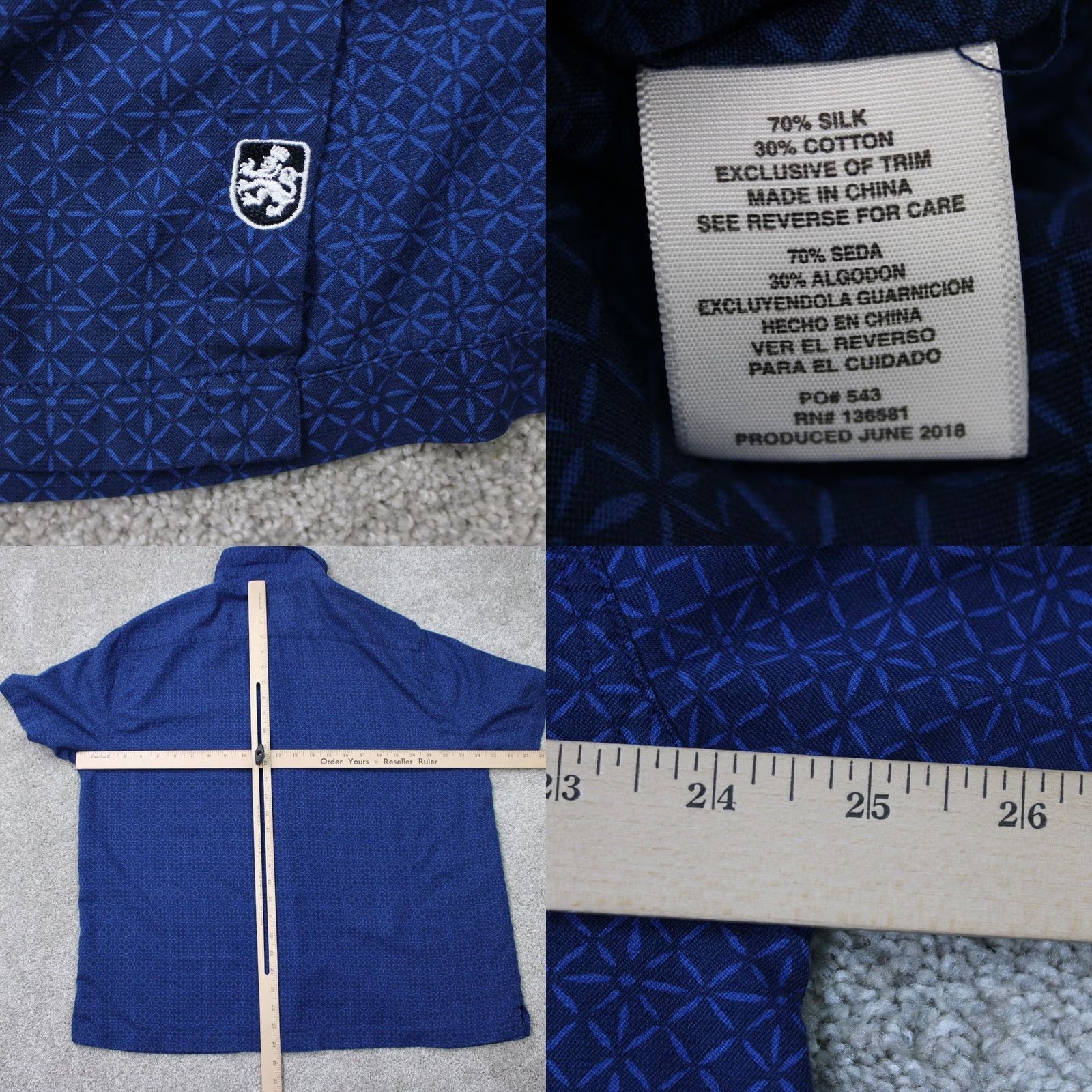Nat Nast Nat Nast Shirt Mens XL Blue Geometric Silk/Cotton Blend Short Sleeve Button Up Size US XL / EU 56 / 4 - 8 Thumbnail