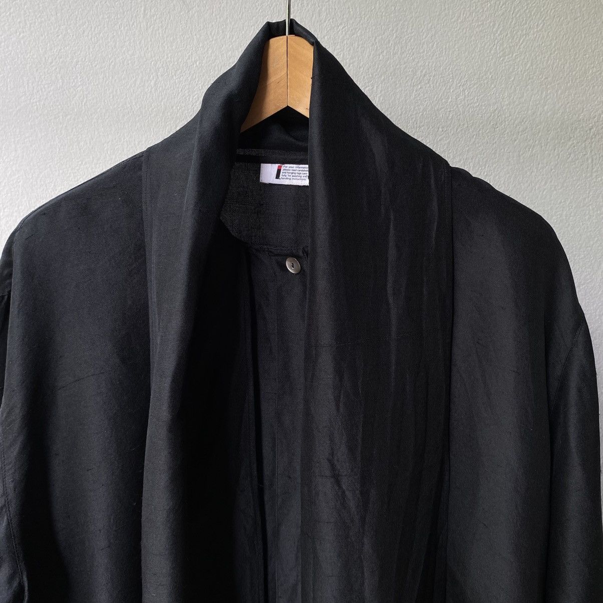 Issey Miyake IS Issey Miyake Black Silk Long Sleeve Bow Tie Collar Shirt Size XL / US 12-14 / IT 48-50 - 5 Thumbnail