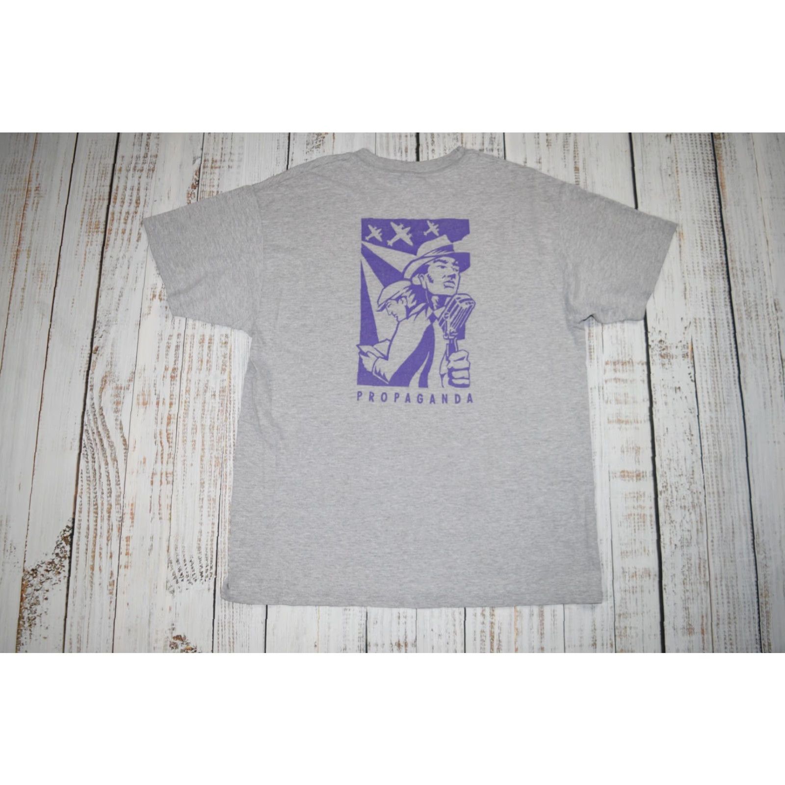 Vintage VINTAGE PROPAGANDA GROUP Activism Shirt Men L Gray 90s Graphic Tee, Long Sleeve, Crew Neck, Cotton Blend, Logo, USA Theme, Size L Size US L / EU 52-54 / 3 - 4 Thumbnail