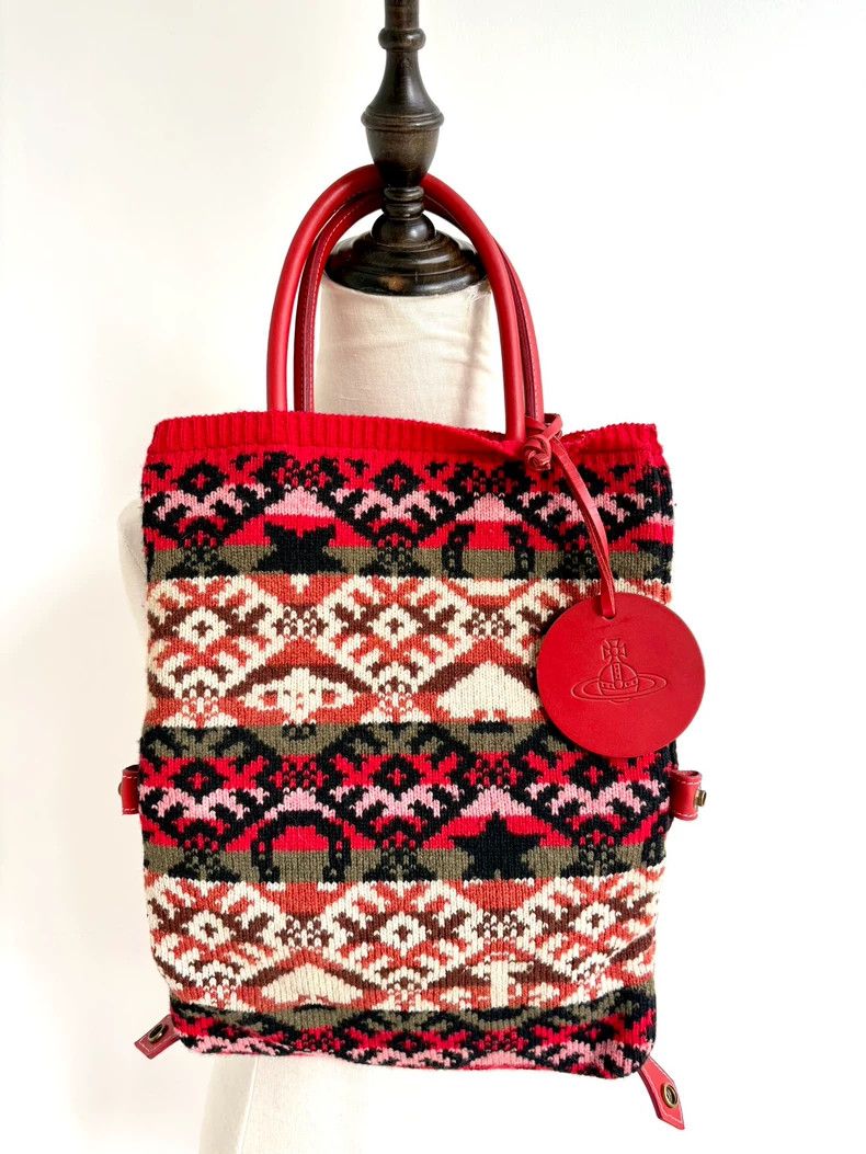Vivienne Westwood Vivienne Westwood size os Red Nordic knit tote bag Size ONE SIZE - 1 Thumbnail
