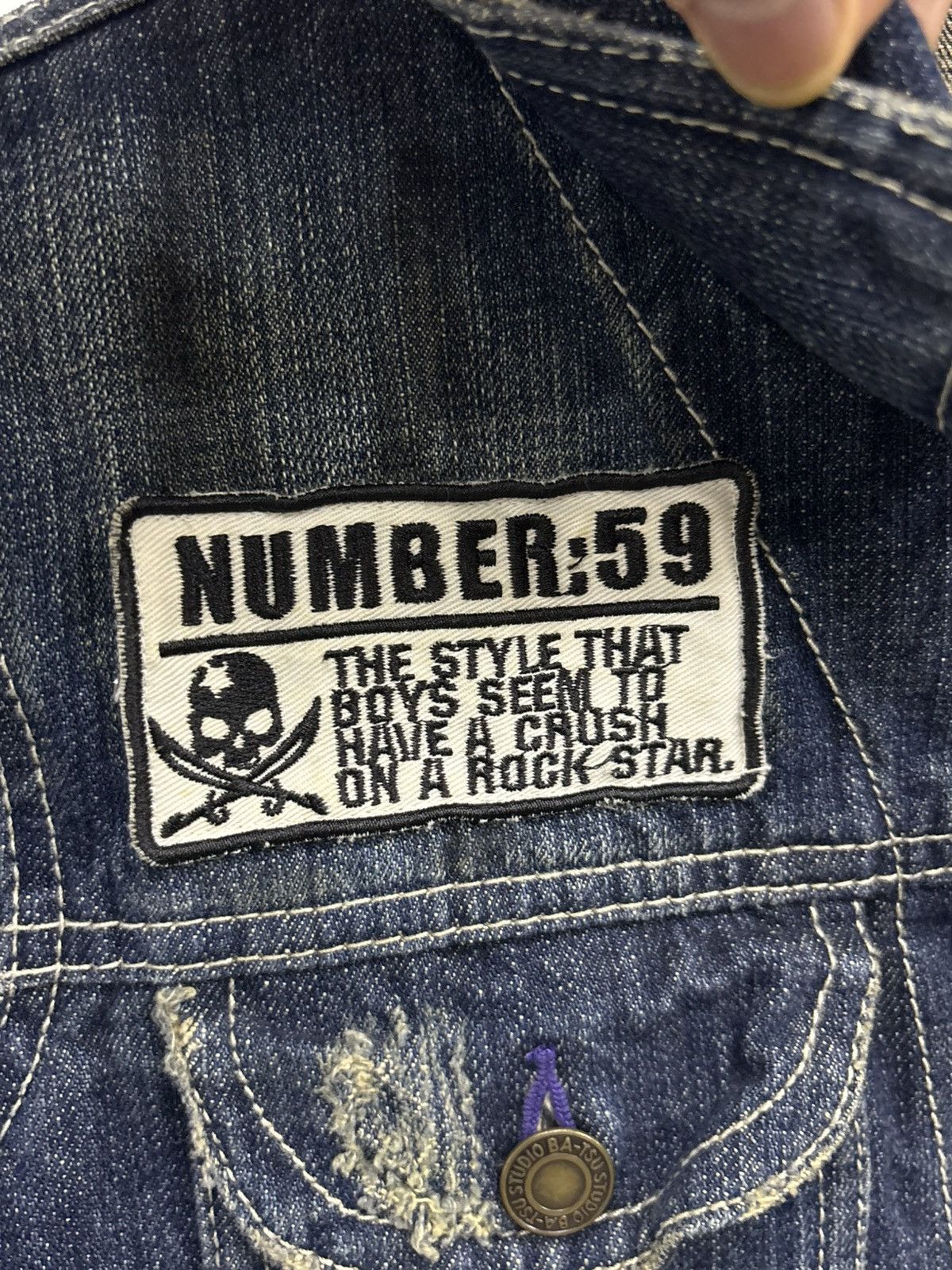 If Six Was Nine Ba-Tsu Studio Rock Star Skull Type III Denim Zip Up Jacket Size US XS / EU 42 / 0 - 17 Thumbnail