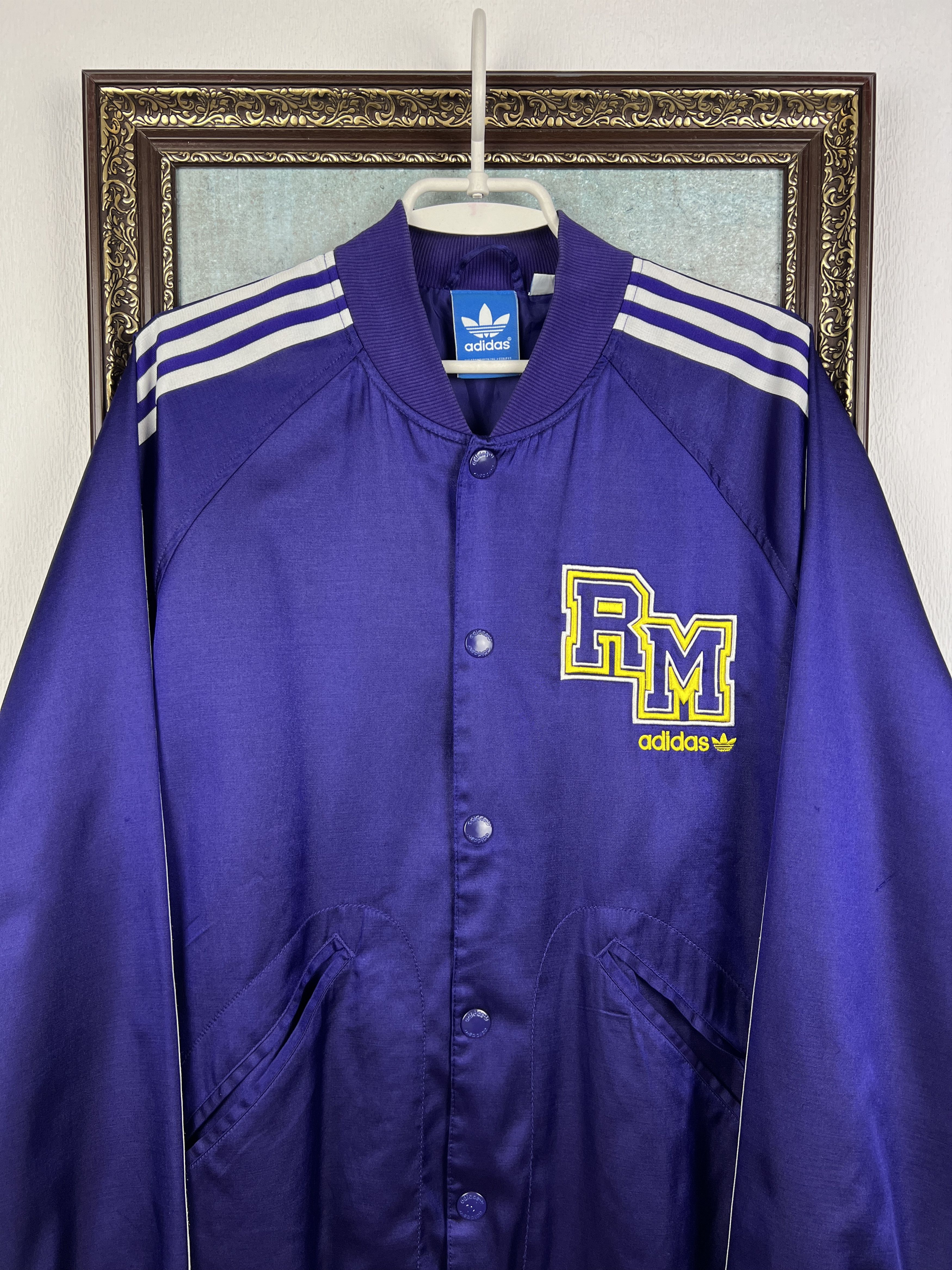 Adidas Originals Real Madrid Football Satin Jacket Bomber Track Top Size US XL / EU 56 / 4 - 3 Thumbnail