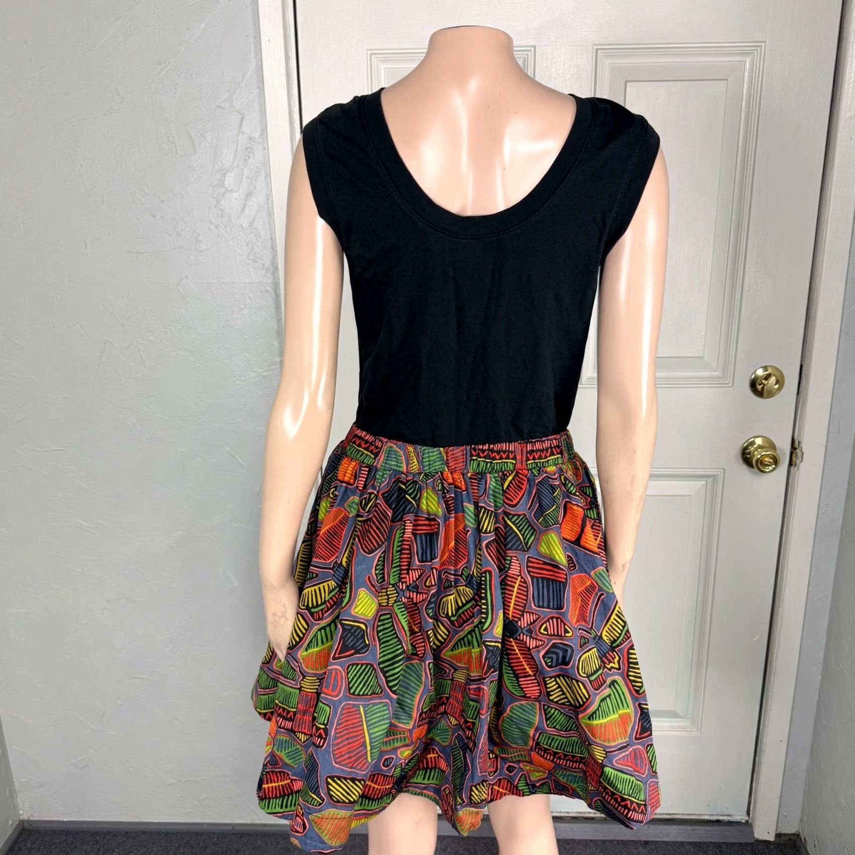 Vintage Kate Spade Saturday Women's Dress Short Cotton Floral Sleeveless Knit Fit & Flare S Black Size S / US 4 / IT 40 - 4 Thumbnail