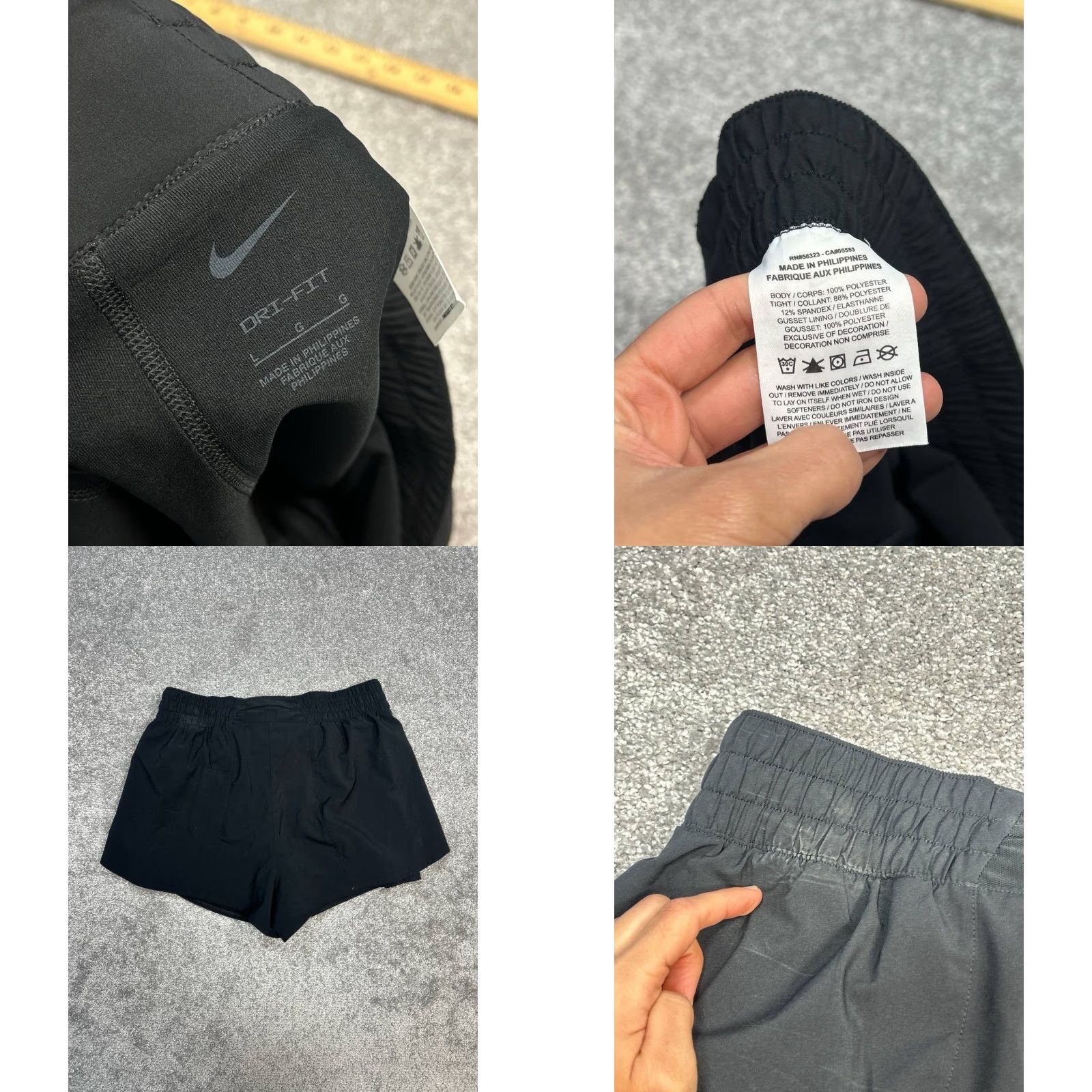 Nike Nike Running Shorts Womens Large Black Dri Fit Compression Liner Logo Stretch Size 36" / US 14 / IT 50 - 8 Thumbnail