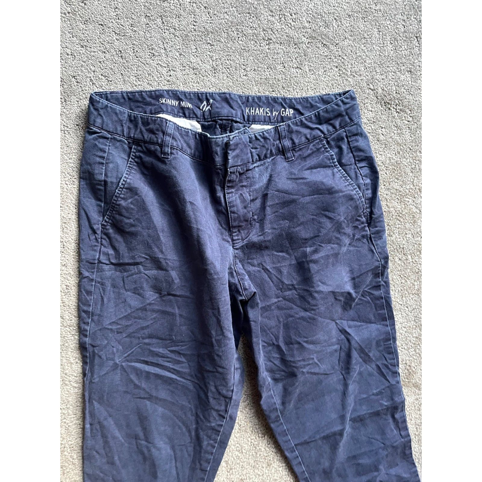 Gap Gap Khakis Skinny Mini Pants Women 2 Navy Blue Cotton Blend Flat Front Stretch Casual Preppy Size 26" / US 2 / IT 38 - 2 Thumbnail