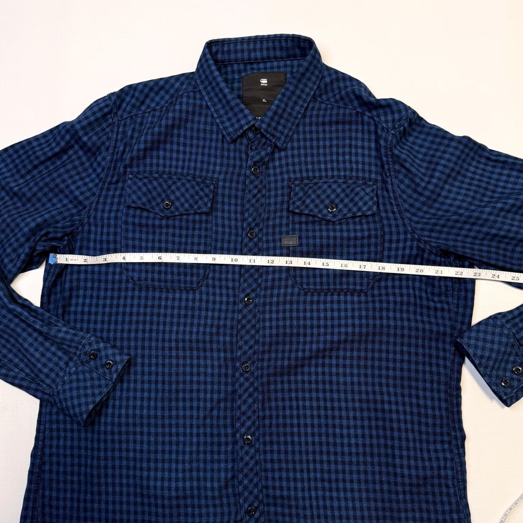 Vintage G-Star RAW Shirt Mens XL Blue Black Landoh L/S Check Plaid Button Front Casual Size US XL / EU 56 / 4 - 5 Thumbnail