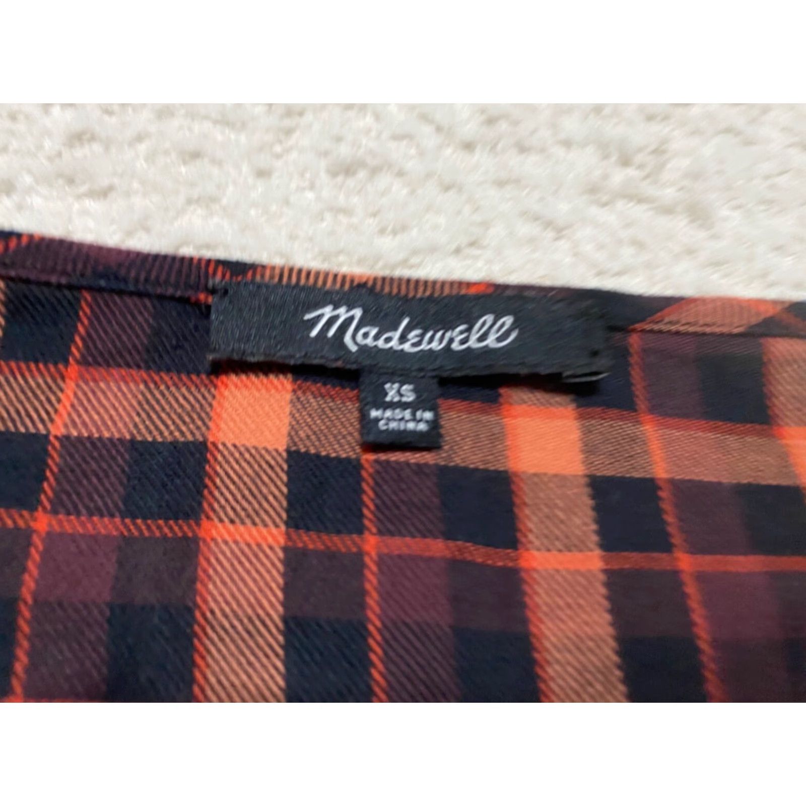 Madewell Madewell Shirt XS Womens Multicolor Plaid Square Neck Long Sleeve 100% Cotton Size XS / US 0-2 / IT 36-38 - 5 Thumbnail