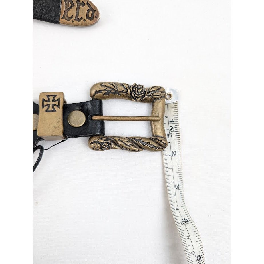 Enfants Riches Deprimes o1rshd1 Size: 90 / Antique Brass Jesus Coin Belt Black/Brass Size 36 - 19 Thumbnail
