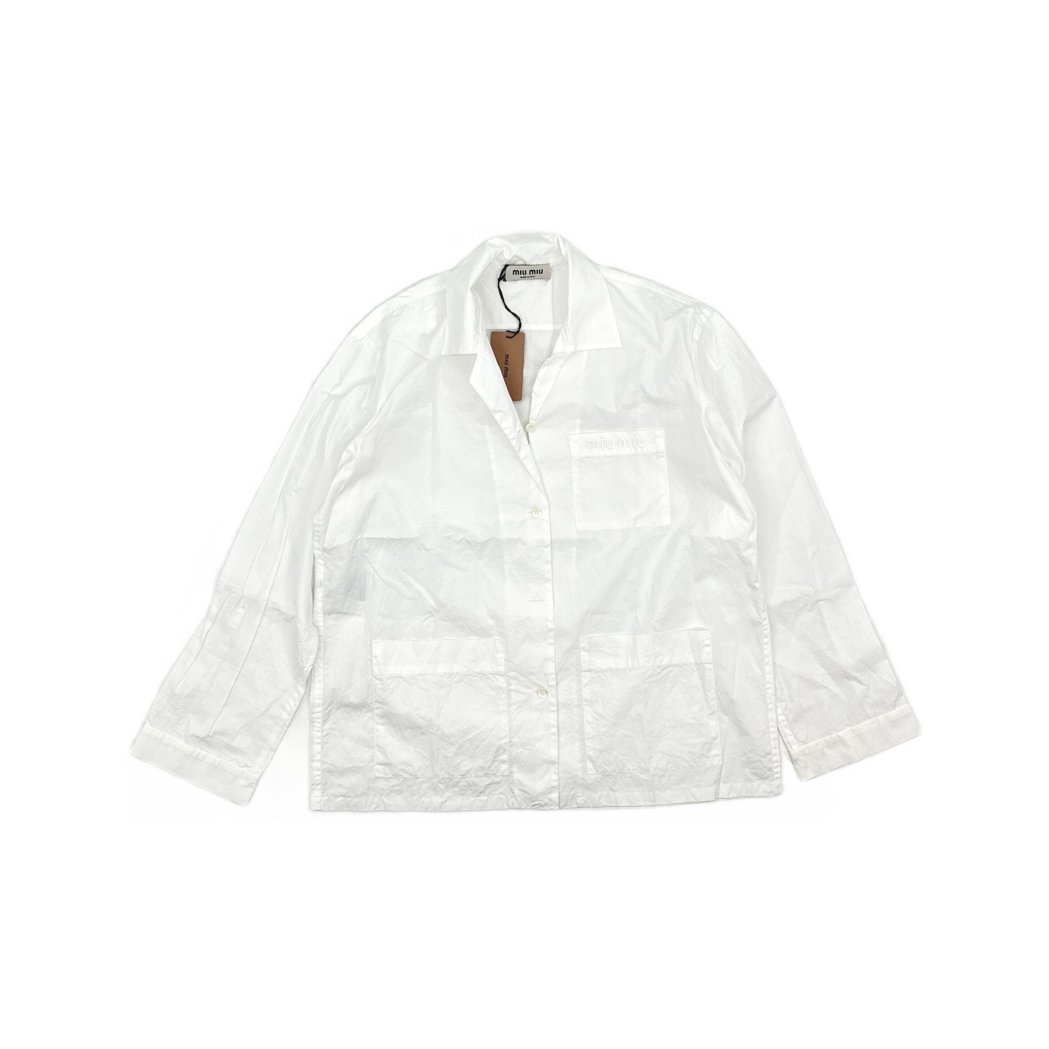 Miu Miu Miu Miu Logo Embroidery White Shirt Size 36 Size XS / US 0-2 / IT 36-38 - 1 Thumbnail