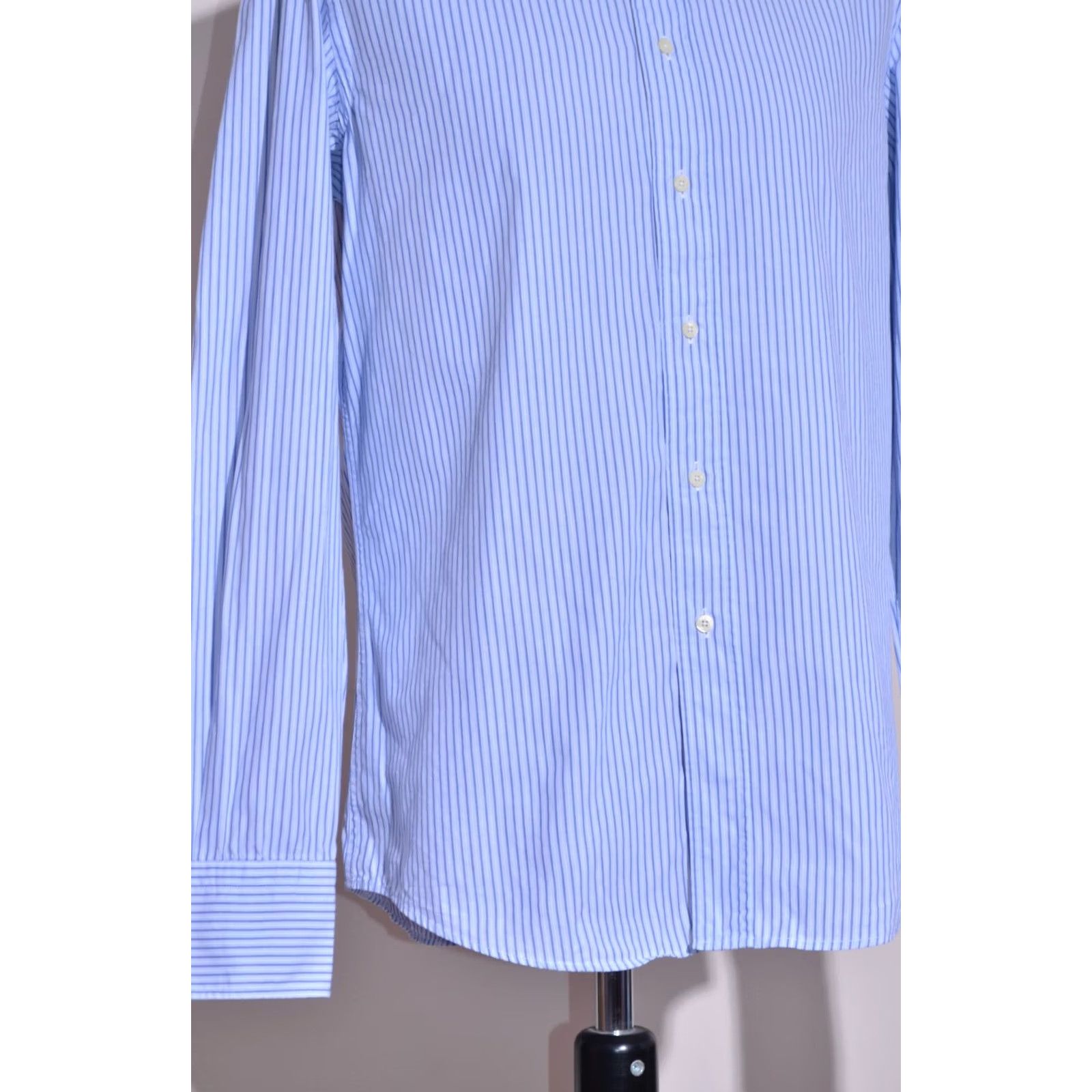 Vintage Ferre Milano Mens Blue Striped Long Sleeve Shirt Size 39 Shirt Mens Blue Regular 39 Cotton Button-Up Size US L / EU 52-54 / 3 - 3 Thumbnail