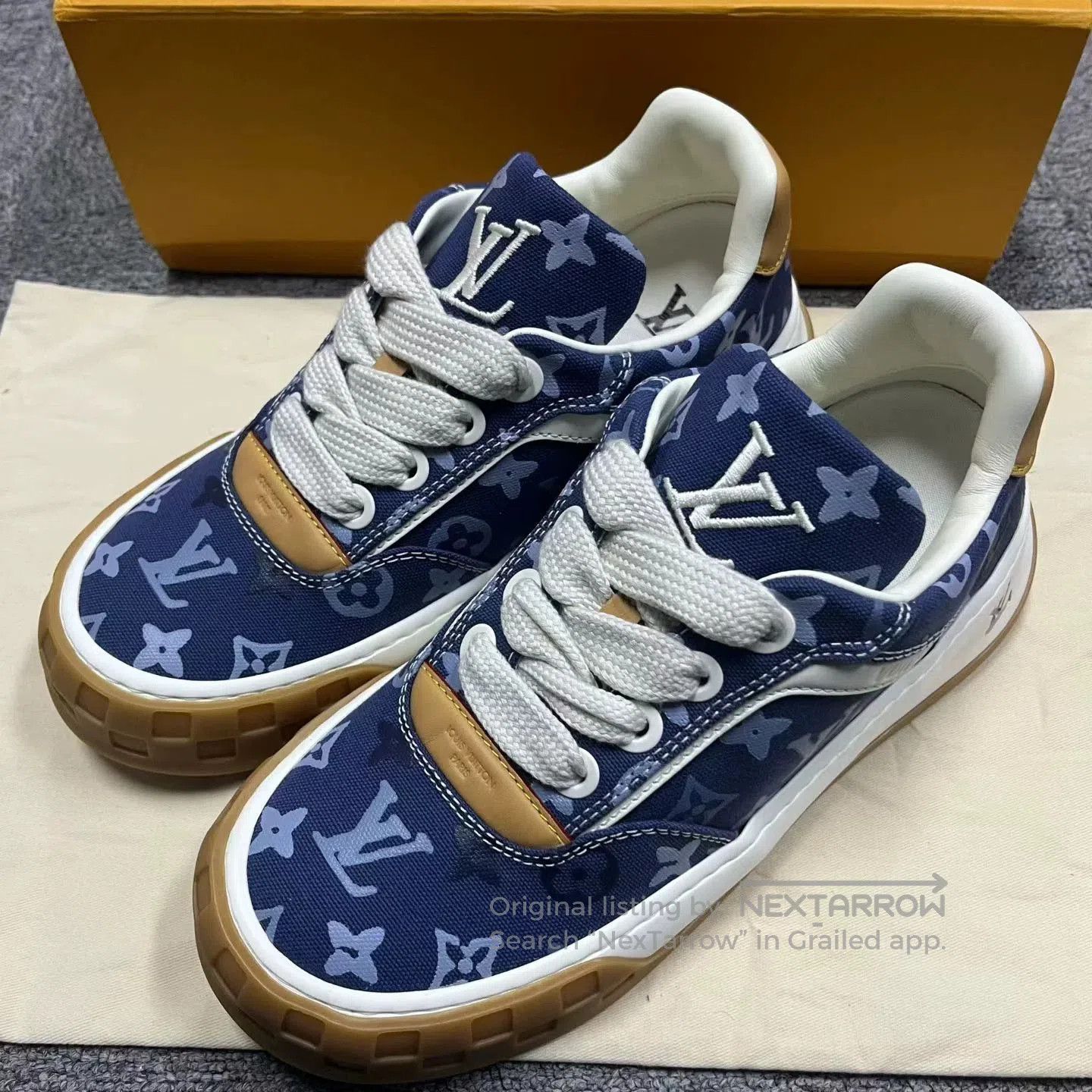 Louis Vuitton Louis Vuitton Blue Canvas Leather Low. Size US 8.5 / EU 41-42 - 2 Thumbnail