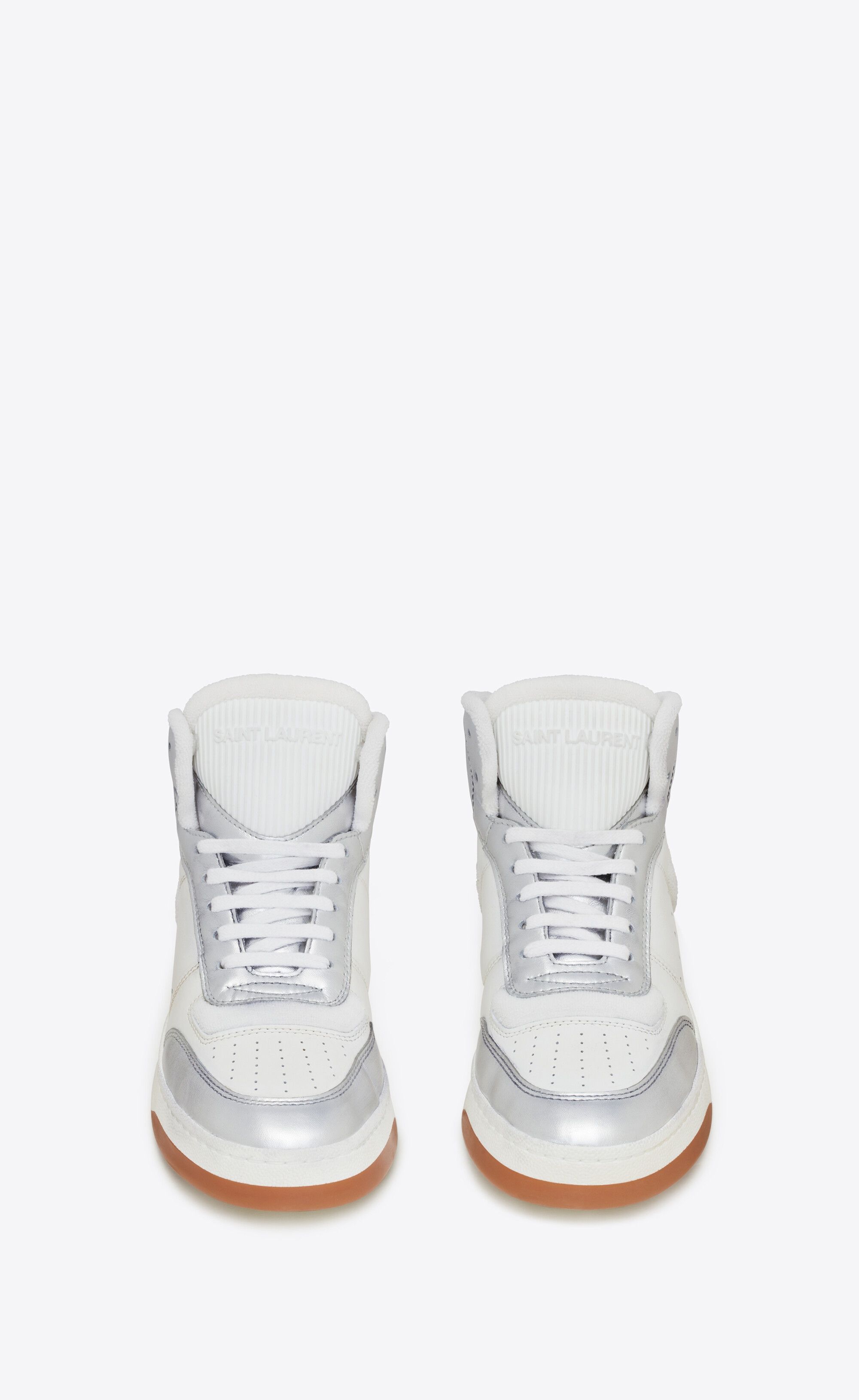 Saint Laurent Paris o1bcso1str1124 SL/80 Mid Top Sneakers in White Size US 12 / EU 45 - 4 Thumbnail