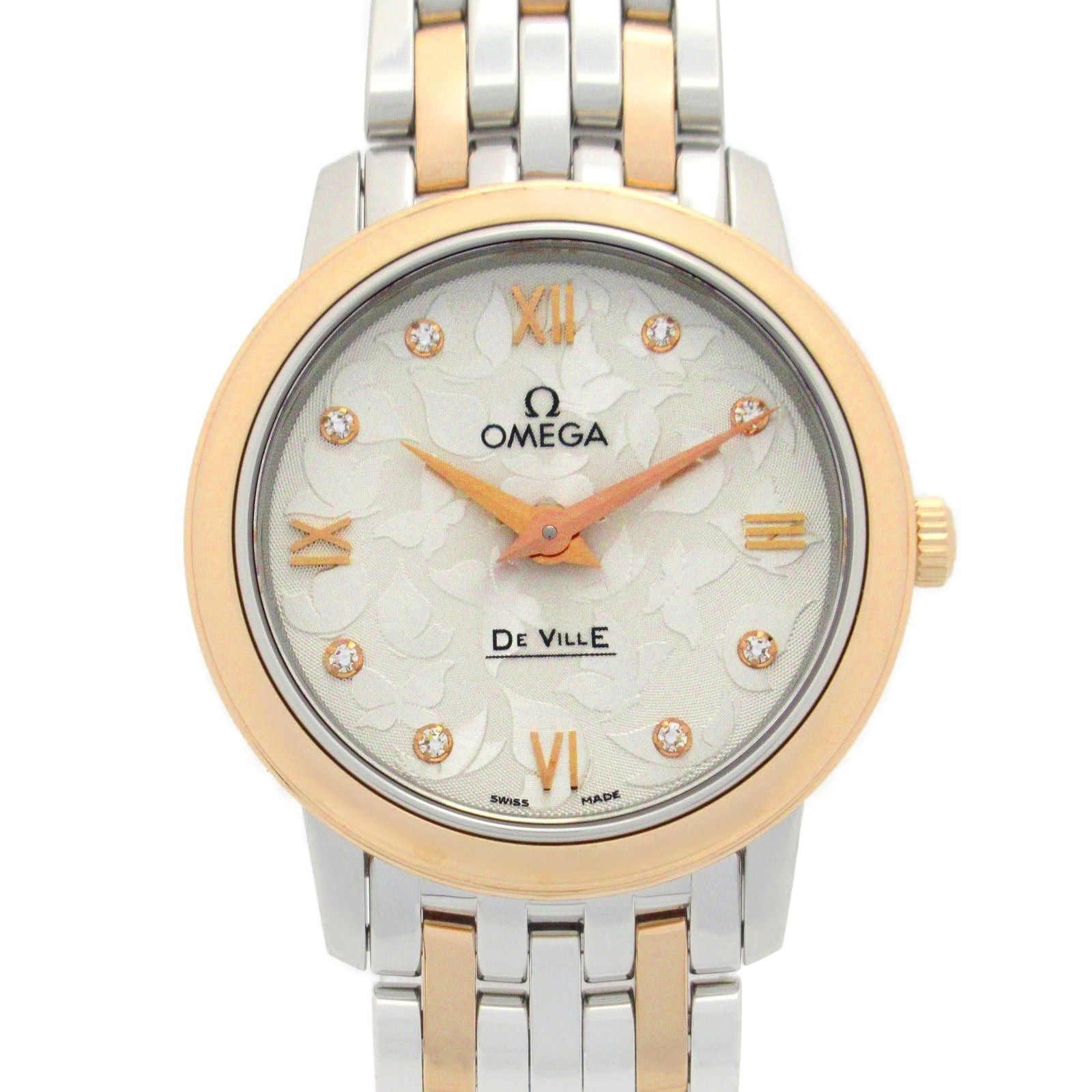 Omega De Ville Prestige Butterfly 8P Diamond Women Watch Quartz K18Pg (Pink Gold) Stainless Steel Silver