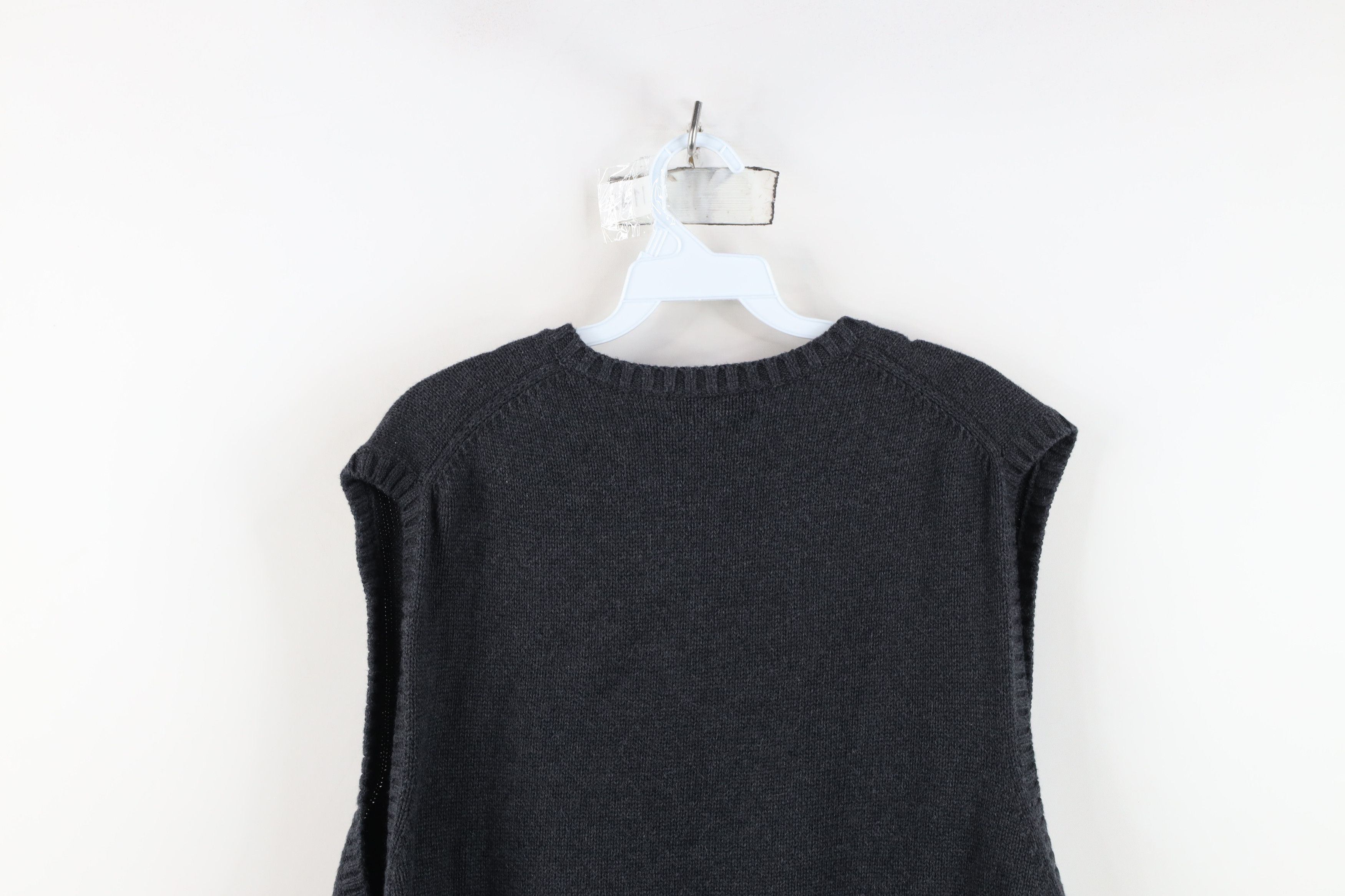 Lands' End Vintage 90s Lands End Cotton Knit Sweater Vest Charcoal Gray Size US XL / EU 56 / 4 - 9 Thumbnail