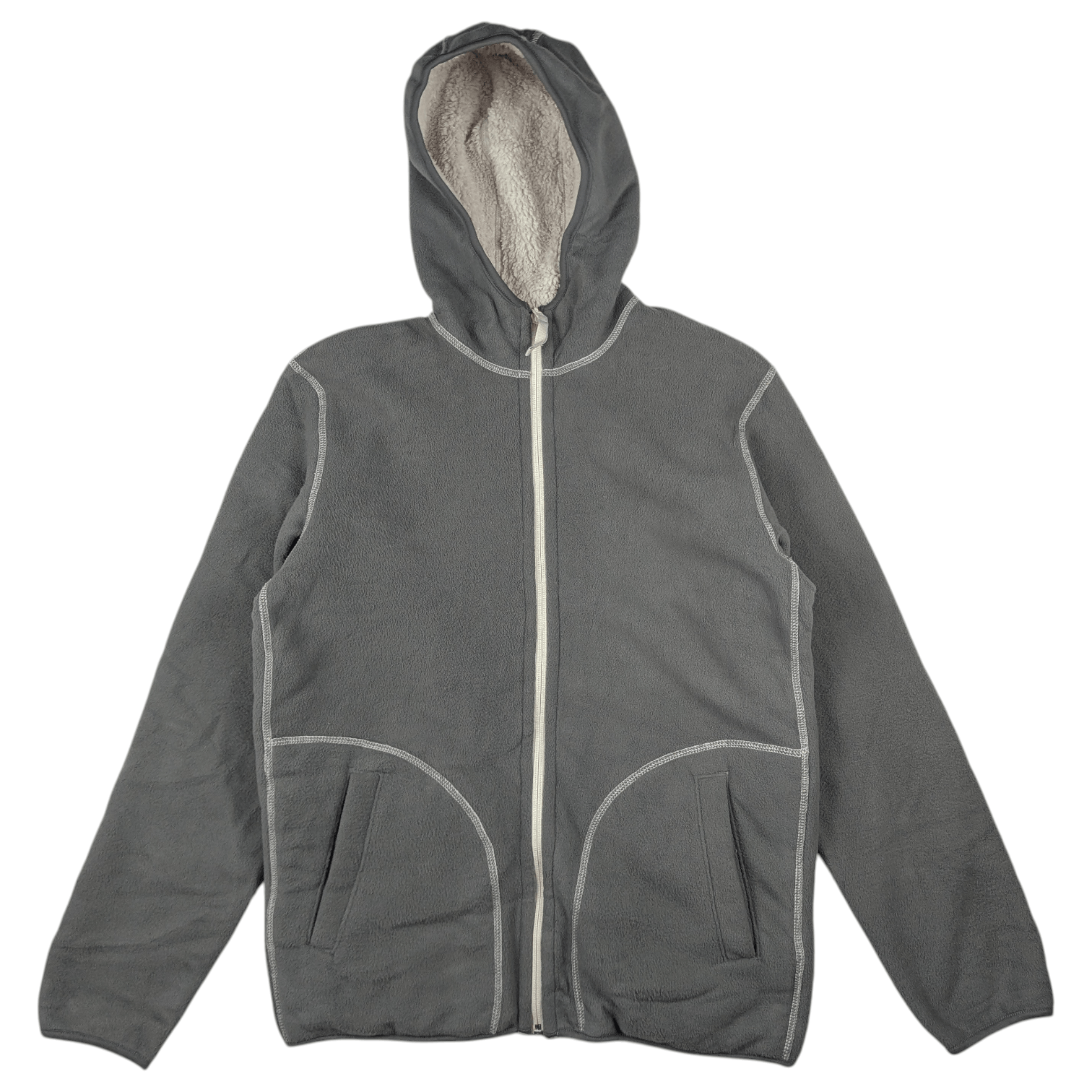 Japanese Brand Y2k UNIQLO Zipper Up Reversible Grey Beige Fleece Hoodie Size US M / EU 48-50 / 2 - 6 Thumbnail