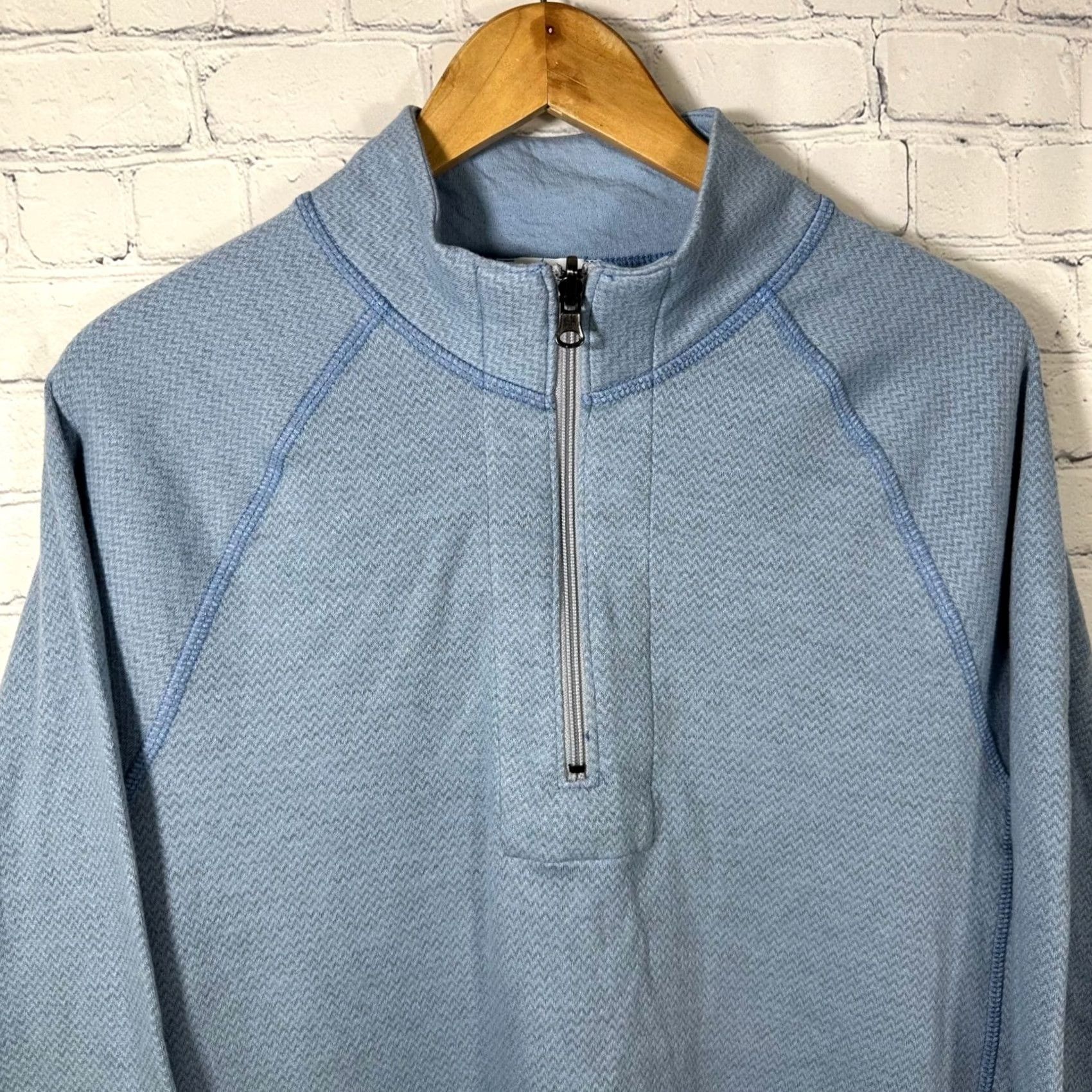 Vintage American Giant Mens Medium Blue Reversible Quarter Zip Pullover Sweater Made in USA Size US M / EU 48-50 / 2 - 2 Thumbnail
