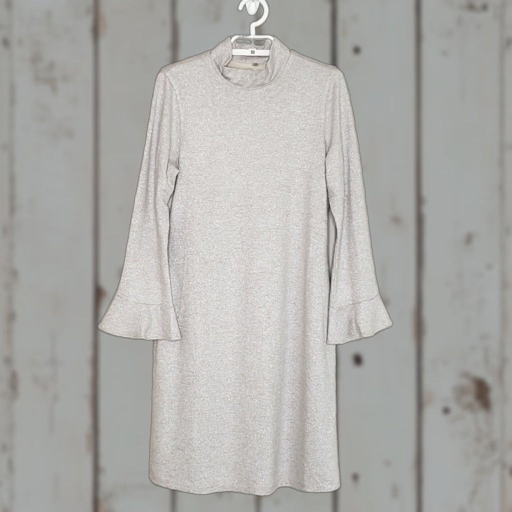 White House Black Market White House Black Market Sheath Dress Small Long Ruffle Bell Sleeve Metallic Size S / US 4 / IT 40 - 1 Thumbnail