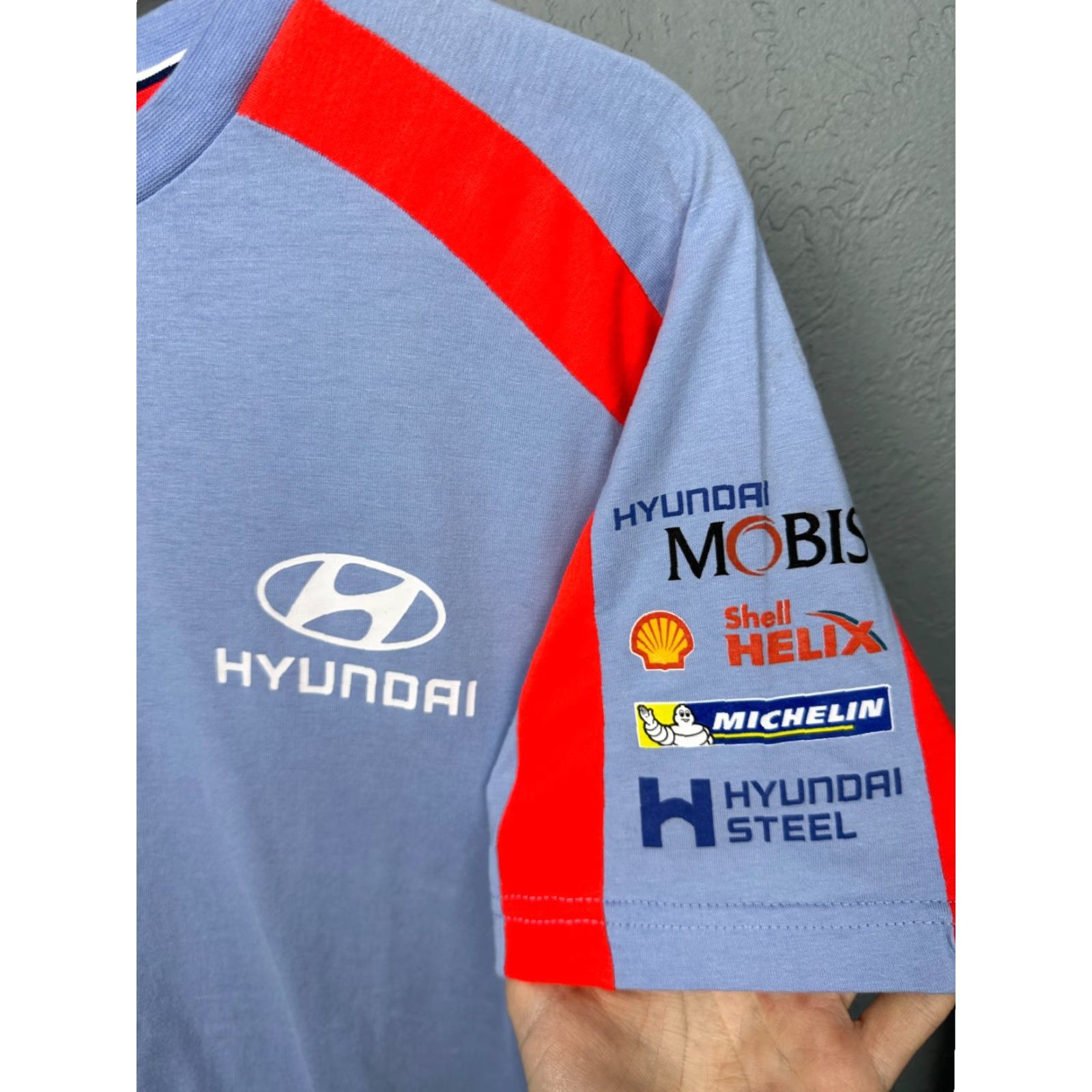 Vintage Hyundai Rally Racing Team Mens T-Shirt S Blue Cotton Graphic Print Crew Neck Short Sleeve Vintage No Size US S / EU 44-46 / 1 - 4 Thumbnail
