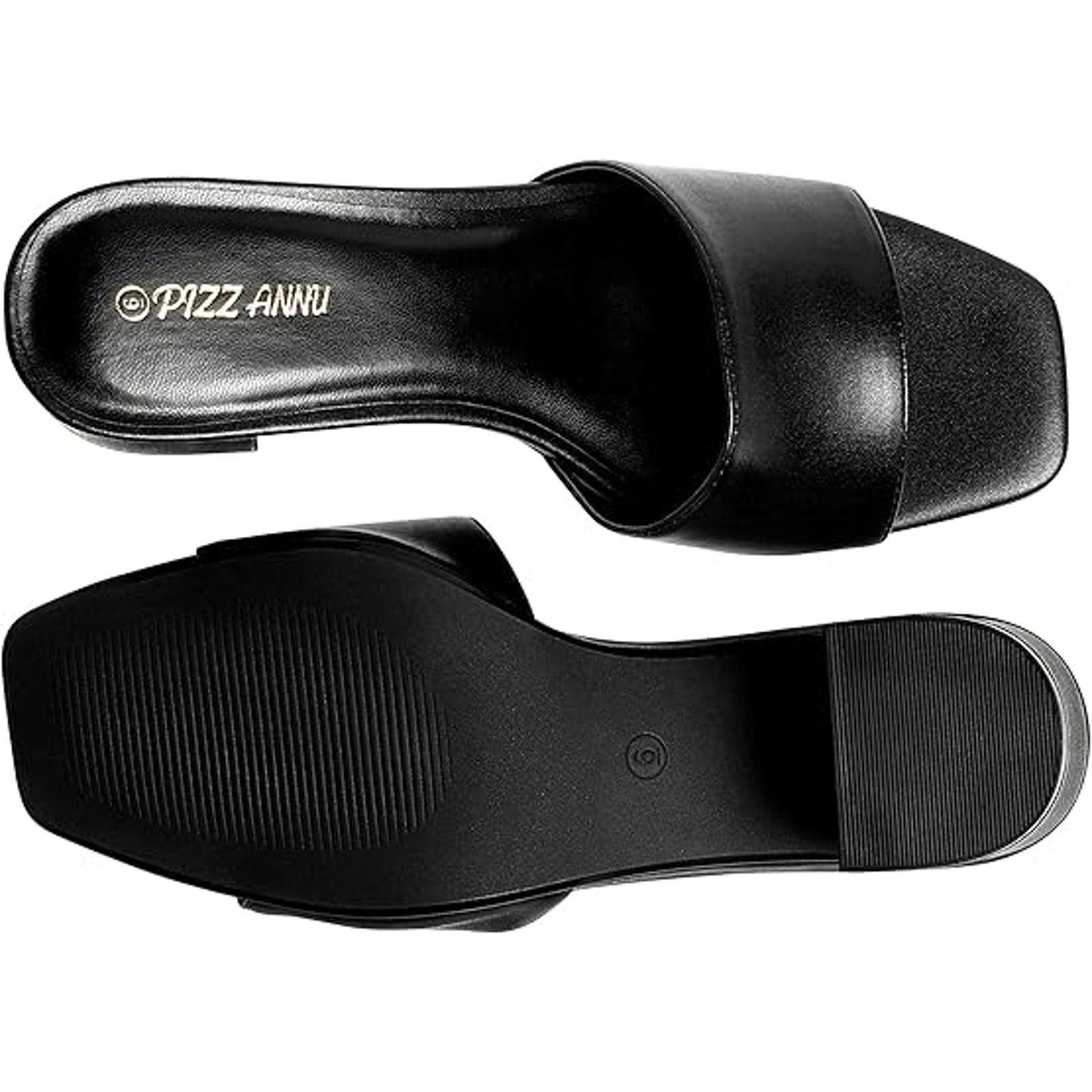 Other New Pizz Annu Women's 7 Black Faux Leather Open Toe Heels Size US 7 / IT 37 - 3 Thumbnail