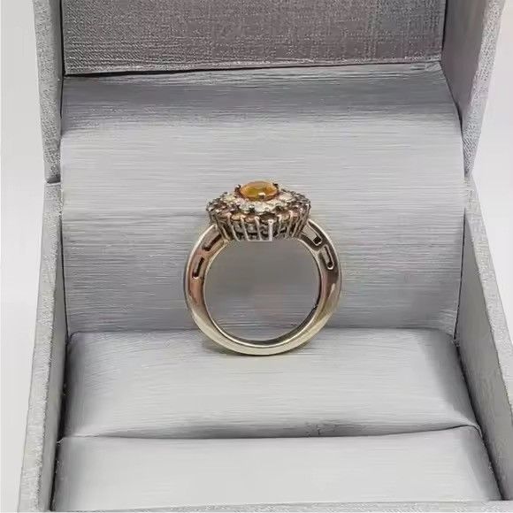 Other Genuine Pear Opal Cit Gold 925 Sterling Silver Halo ring lot Size ONE SIZE - 2 Thumbnail