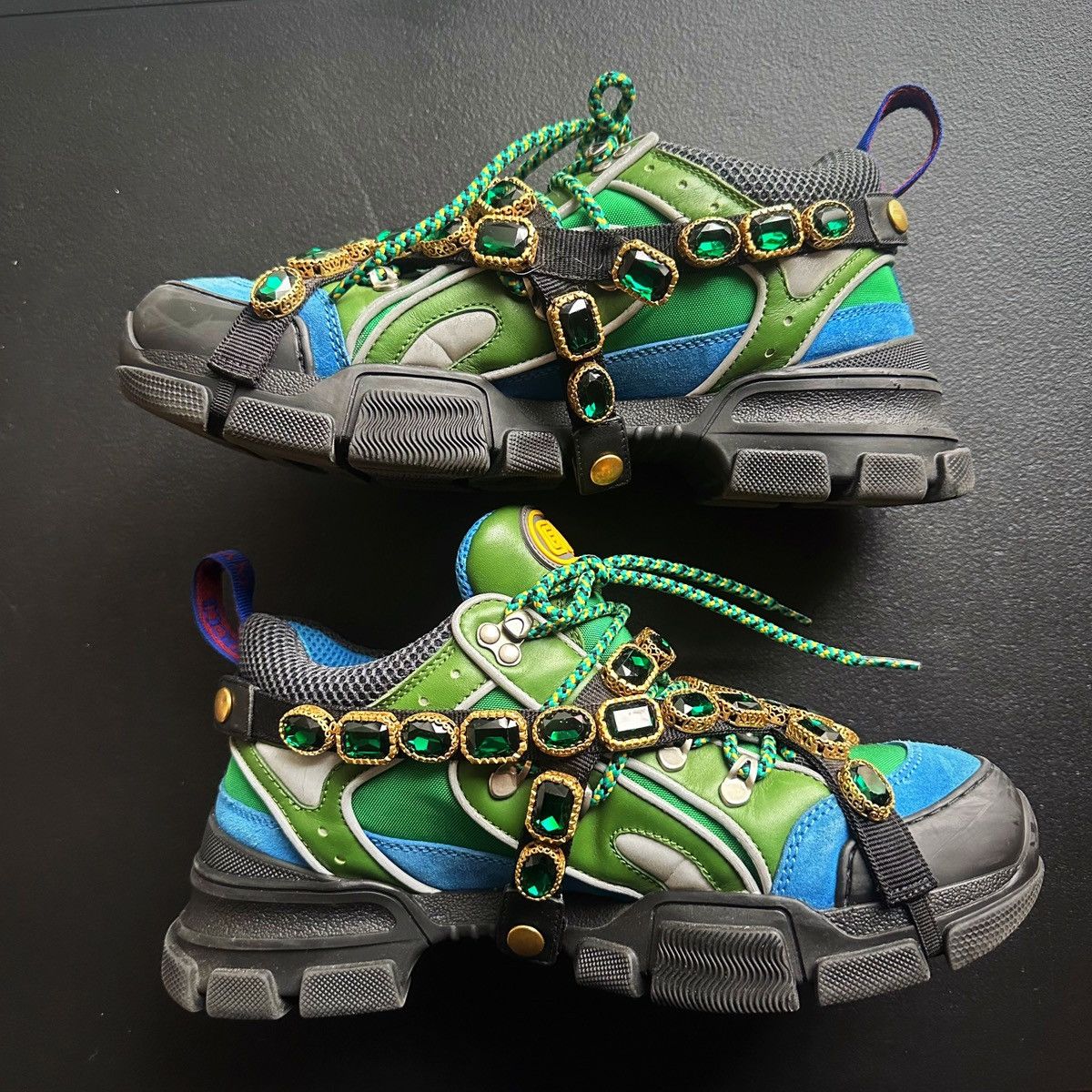Gucci Mens GUCCI FlashTrek Leather Crystal Sneakers Boot Size US 8.5 / EU 41-42 - 5 Thumbnail