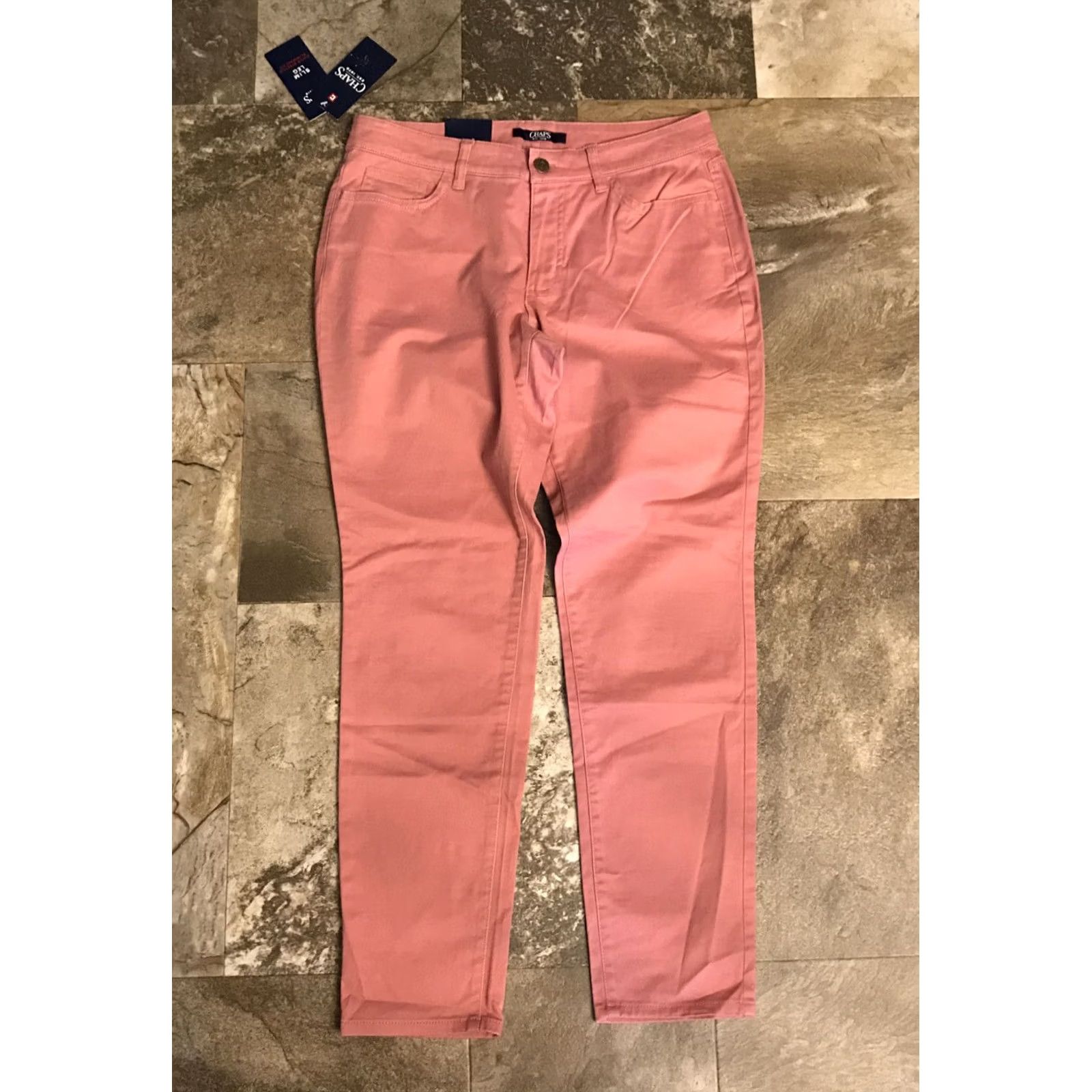 Chaps Chaps Pants Womens 8 Pink Slim Straight Mid Rise NWT Dress Workwear Easy Care Stretch Flat Front Pocket Size 30" / US 8 / IT 44 - 3 Thumbnail