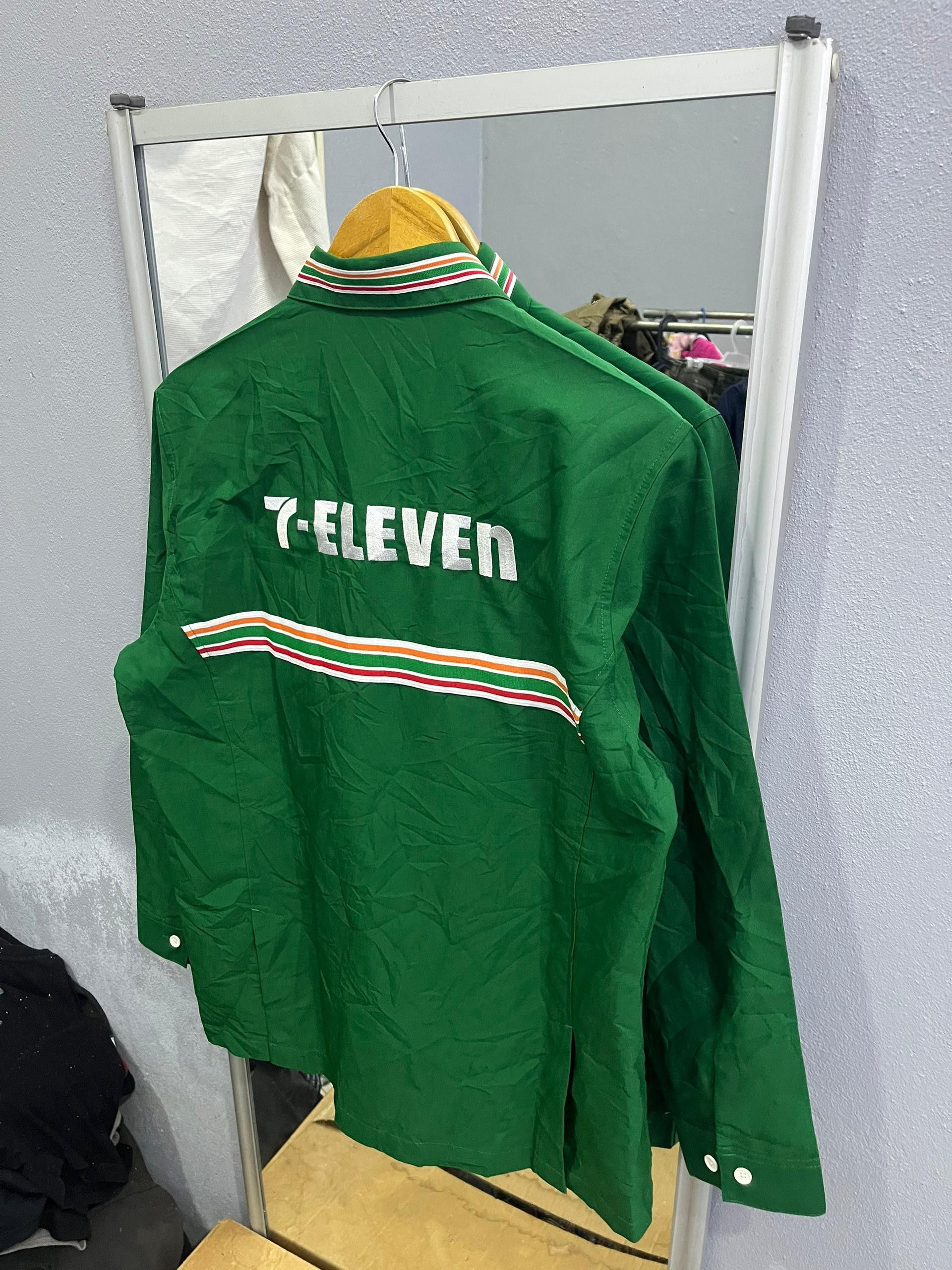 Japanese Brand 7-Eleven Japan Workwear Zip Shirt Racing Stripe Size US M / EU 48-50 / 2 - 9 Thumbnail