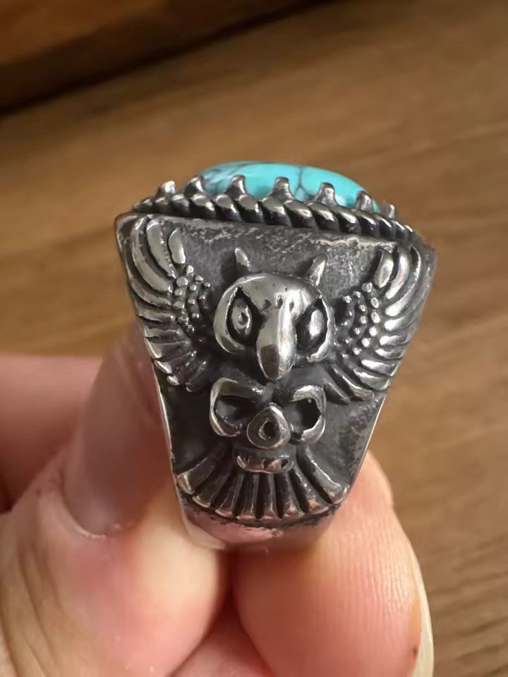 Vintage Stone Owl Ring Size ONE SIZE - 1 Thumbnail
