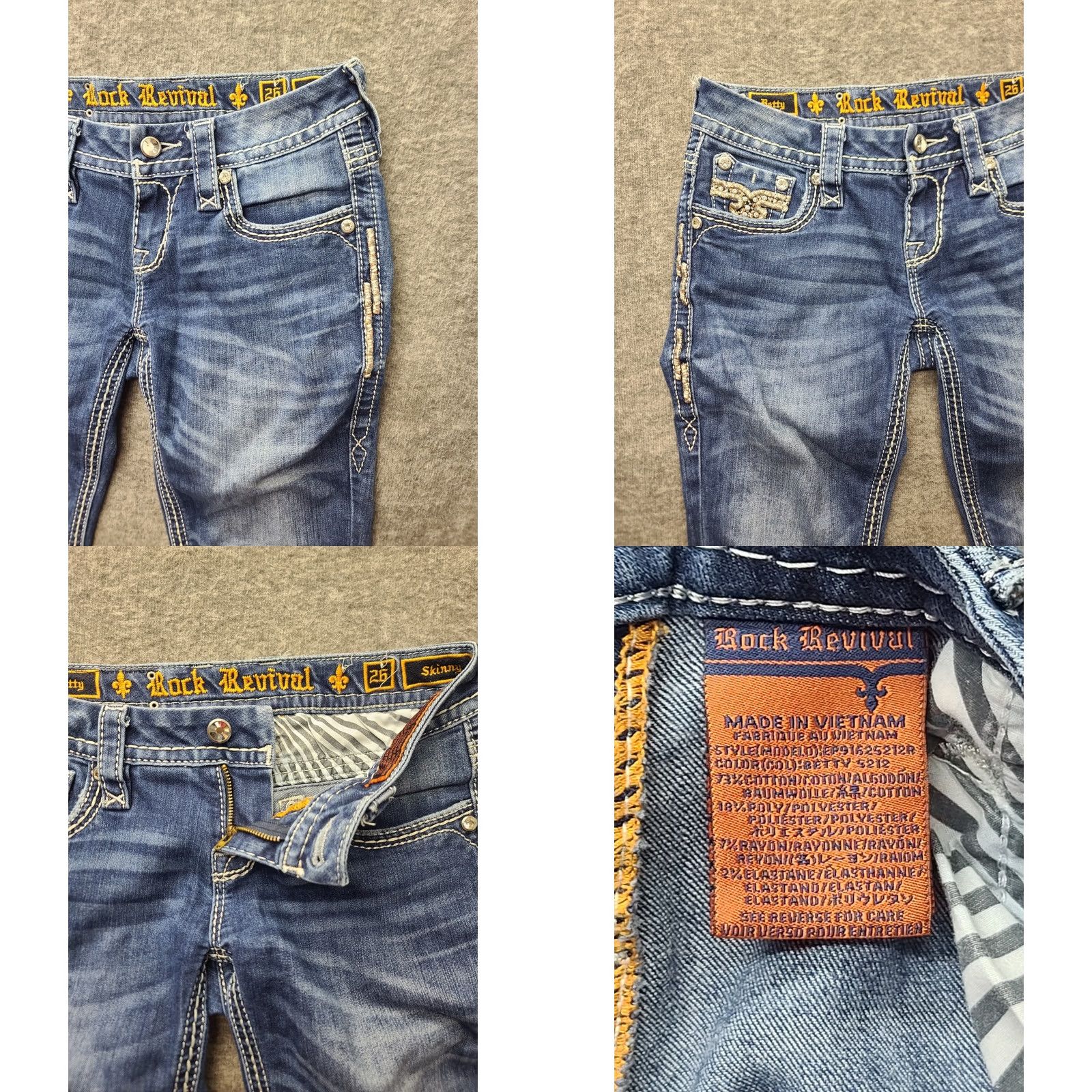 Vintage Rock Revival Jeans Womens 26x31 Betty Skinny Fit Ankle Mid Rise Distressed Size 26" / US 2 / IT 38 - 8 Thumbnail